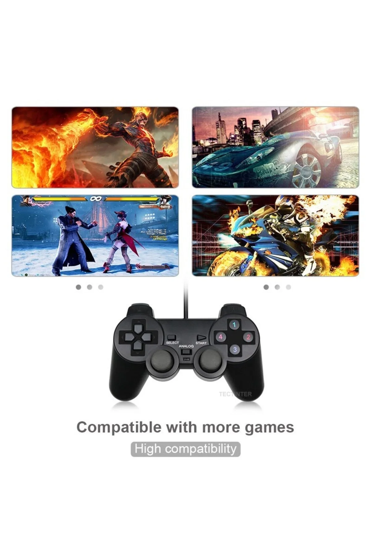 2 adet siyah bluetooth bağlantılı PC uyumlu titreşimli analog joystick oyun kolu