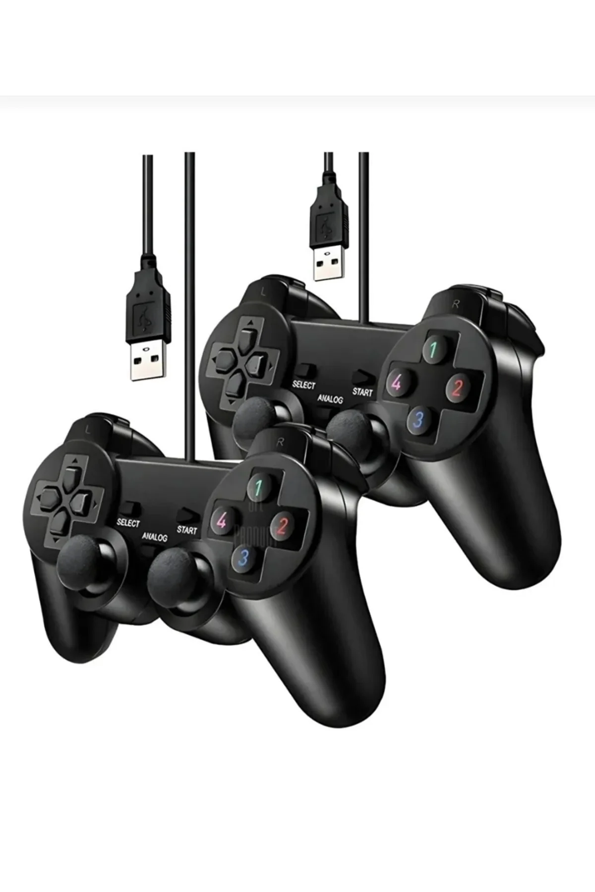 2 adet siyah bluetooth bağlantılı PC uyumlu titreşimli analog joystick oyun kolu