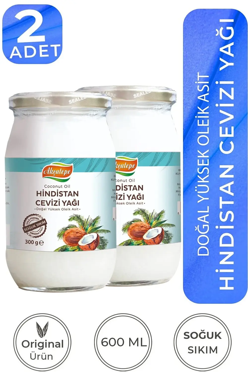 2 Adet Soğuk Sıkım Katı Hindistan Cevizi Yağı