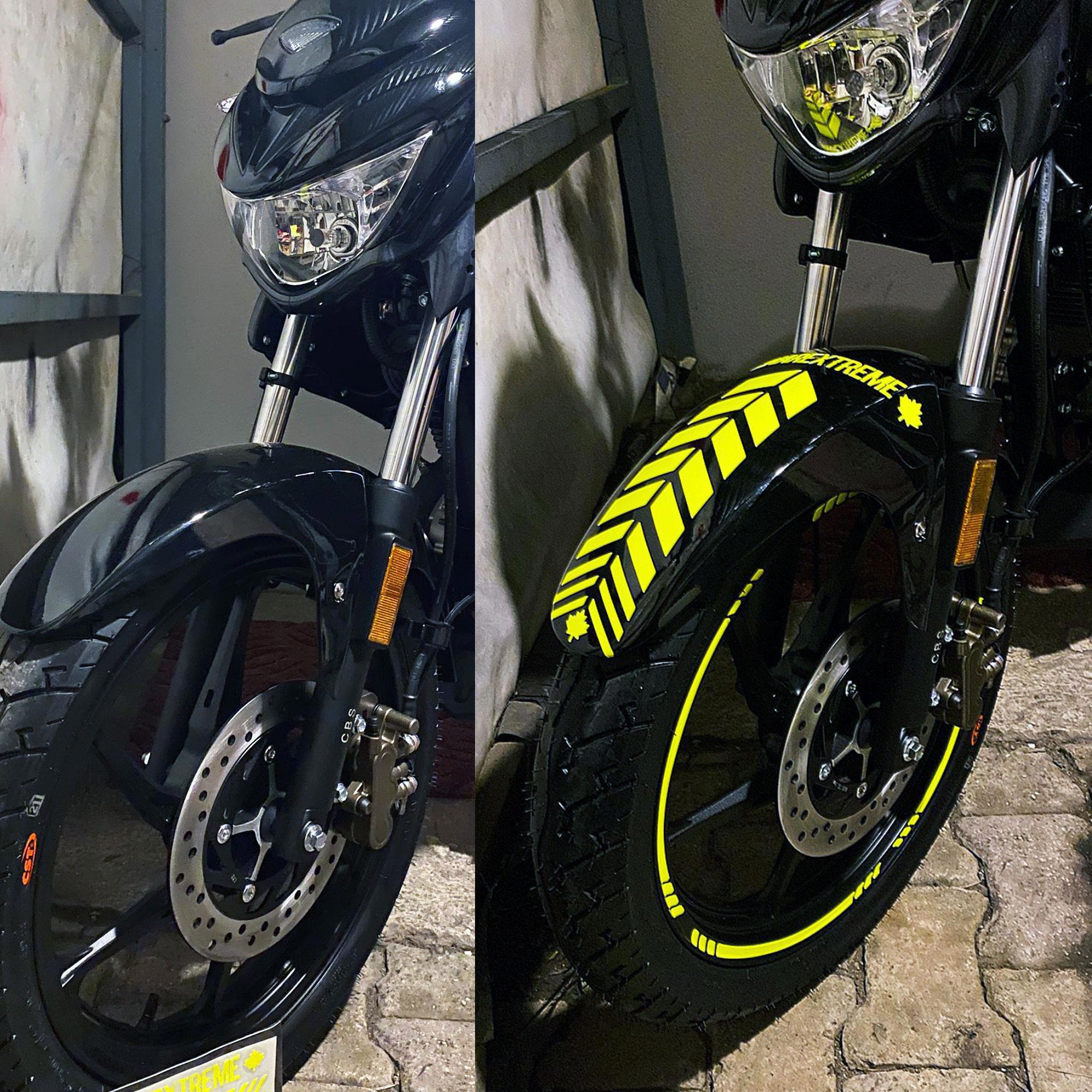 Çinar Extreme 2 Adet Sport Motosiklet Çamurluk Floresan Sari Kask Sticker Çinar