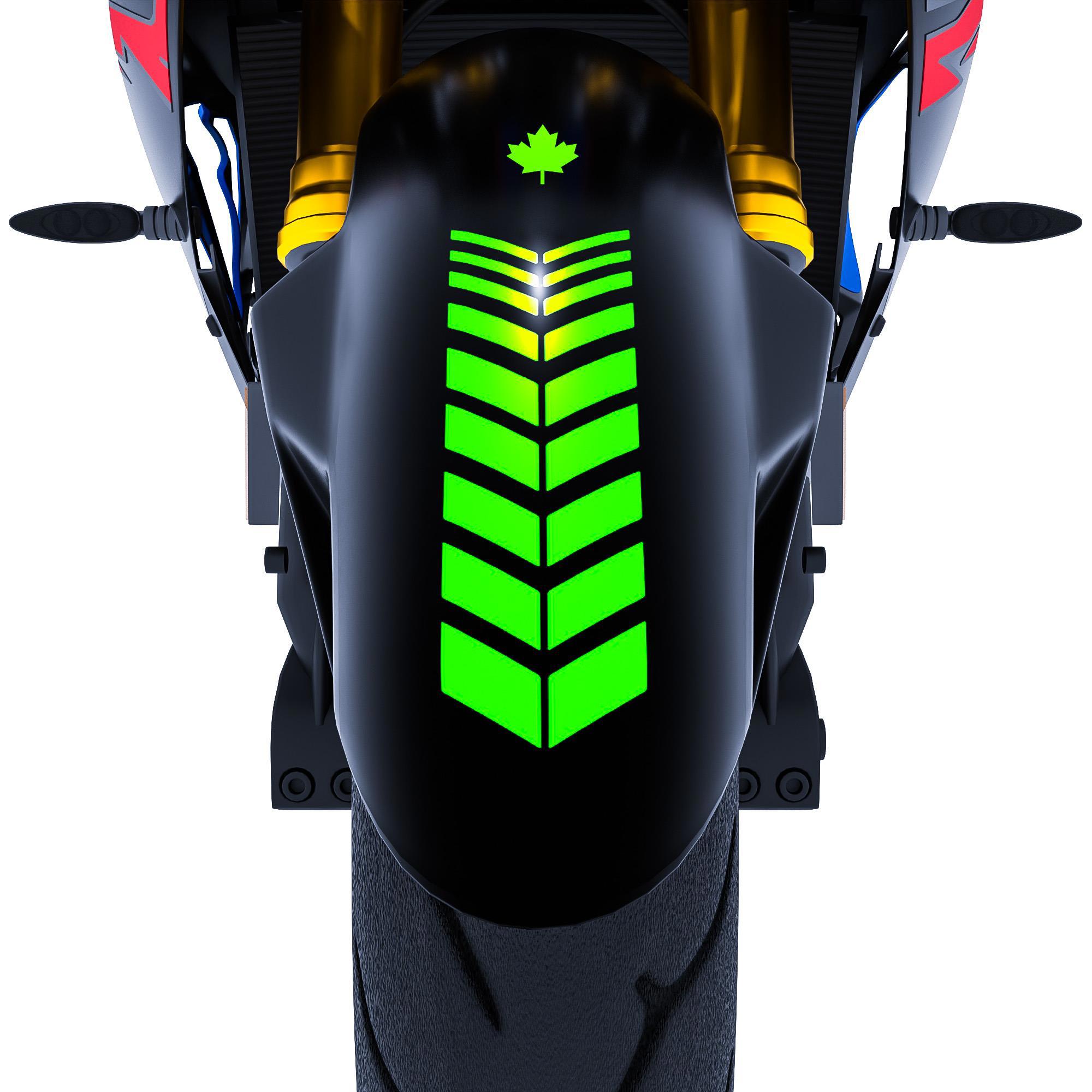 Çinar Extreme 2 Adet Sport Motosiklet Çamurluk Floresan Yeşil Kask Sticker Çina