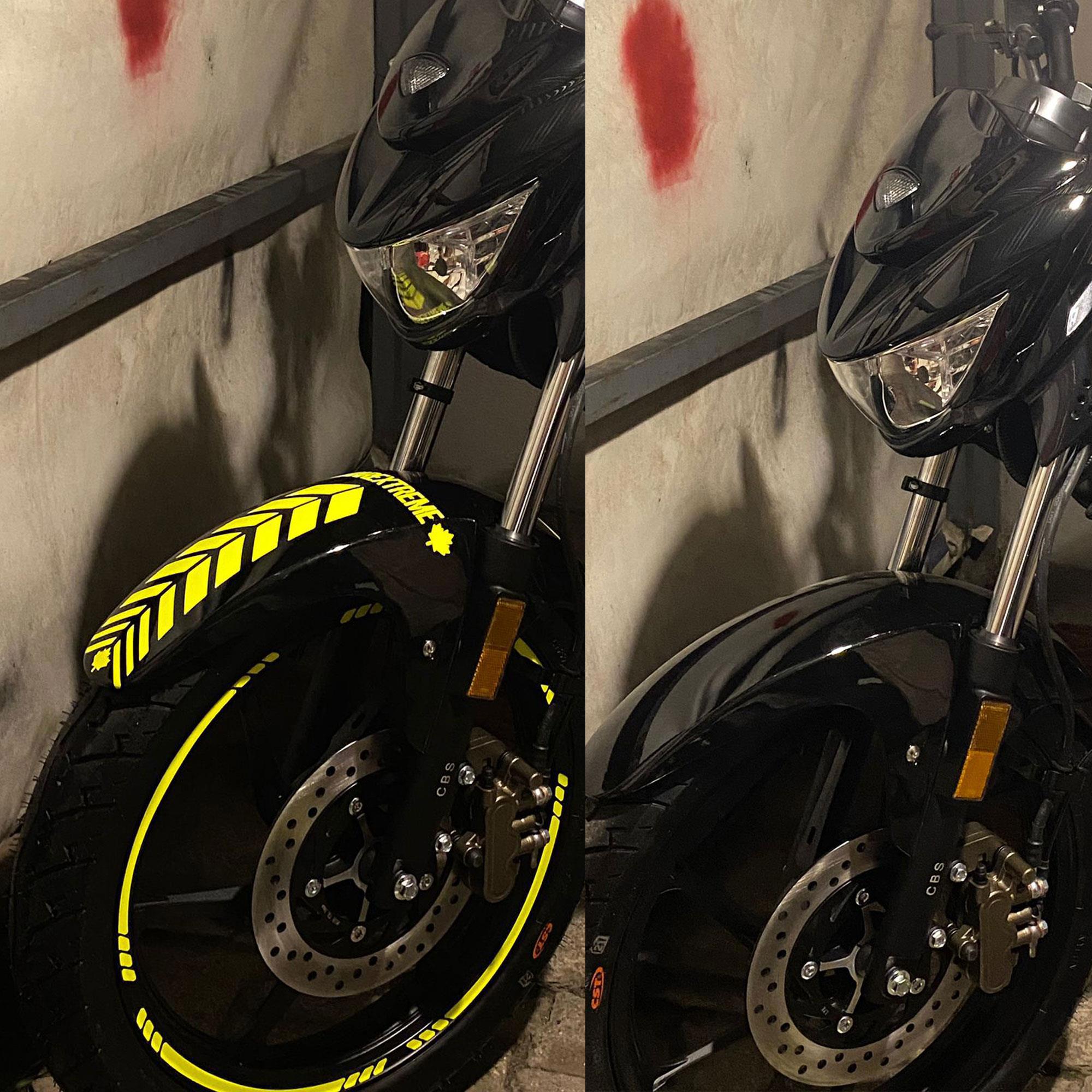 Çinar Extreme 2 Adet Sport Motosiklet Çamurluk Floresan Sari Kask Sticker Çinar