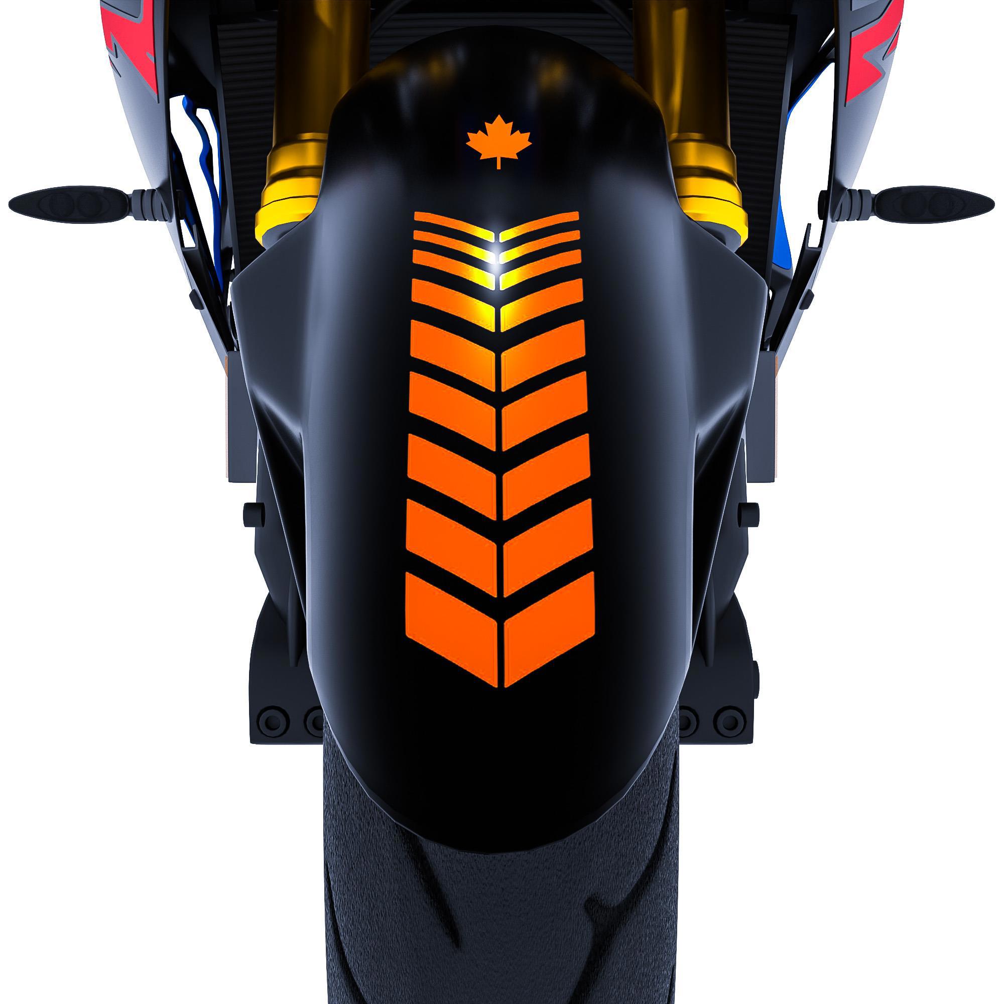 Çinar Extreme 2 Adet Sport Motosiklet Çamurluk Floresan Turuncu Kask Sticker Çi