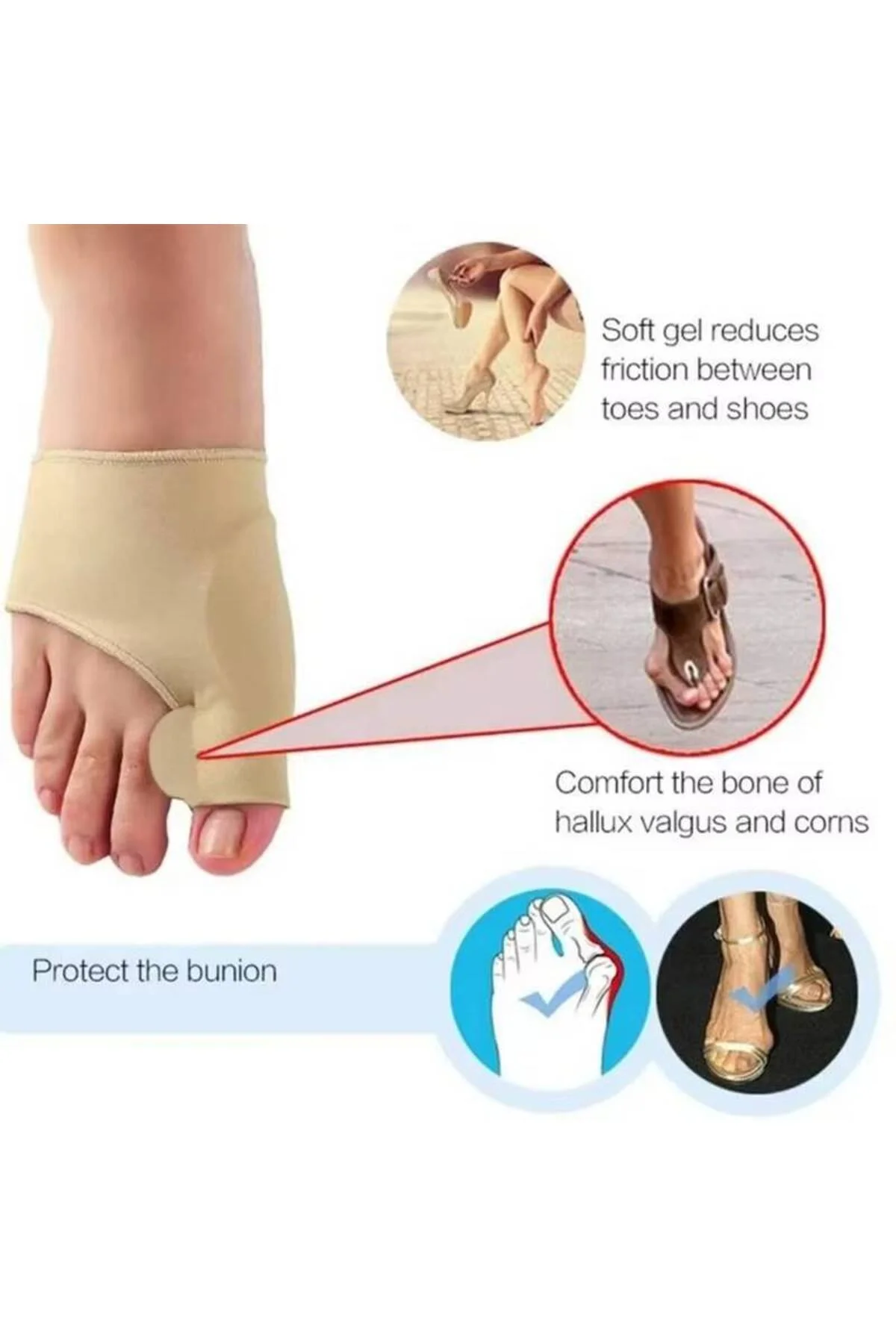 2 Adet Tekstil Makaralı Bunyon Koruyucu Halluks Valgus 2 Adet Tekstil Makaralı Bunyon Koruyucu Halluks Valgus