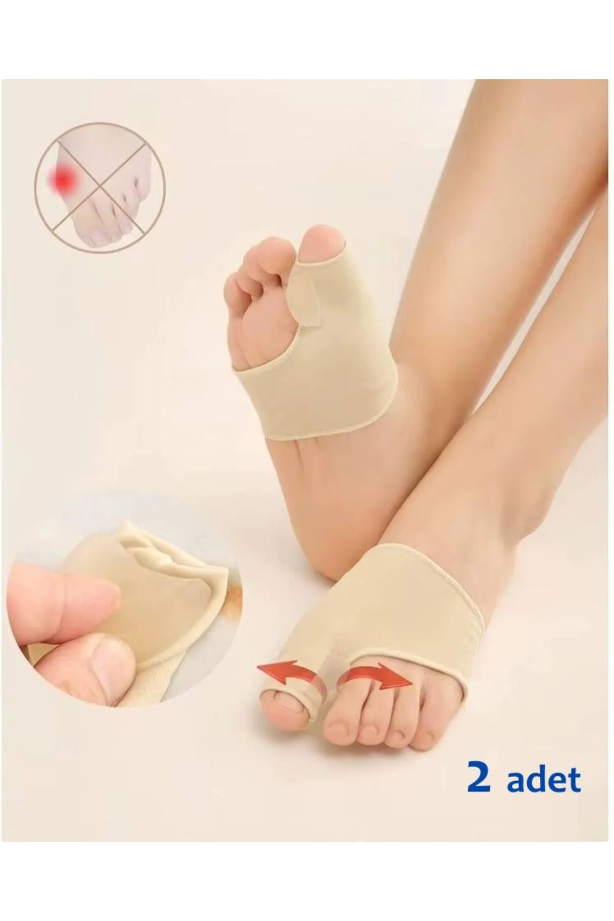 2 Adet Tekstil Makaralı Bunyon Koruyucu Halluks Valgus 2 Adet Tekstil Makaralı Bunyon Koruyucu Halluks Valgus
