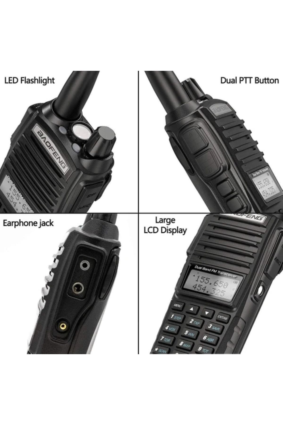 2 Adet Uv 82 Telsiz Alıcı-verici 10 Km Uv82 Telsiz Vhf Uhf Tarayı