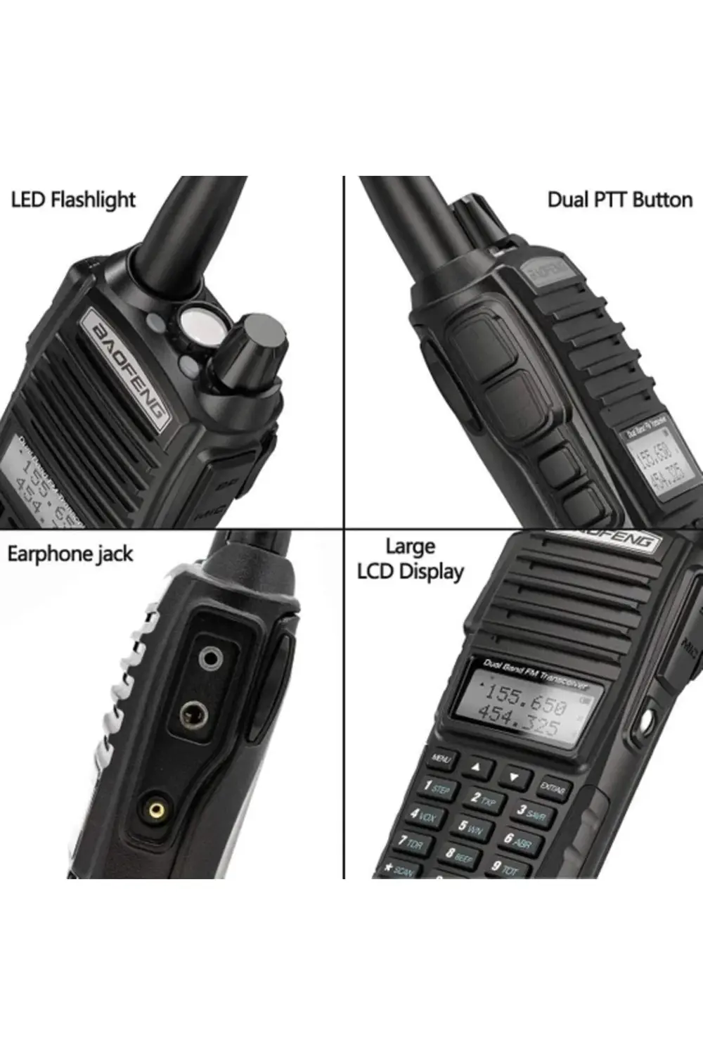 2 Adet Uv 82 Telsiz Alıcı-verici 10 Km Uv82 Telsiz Vhf Uhf Tarayı