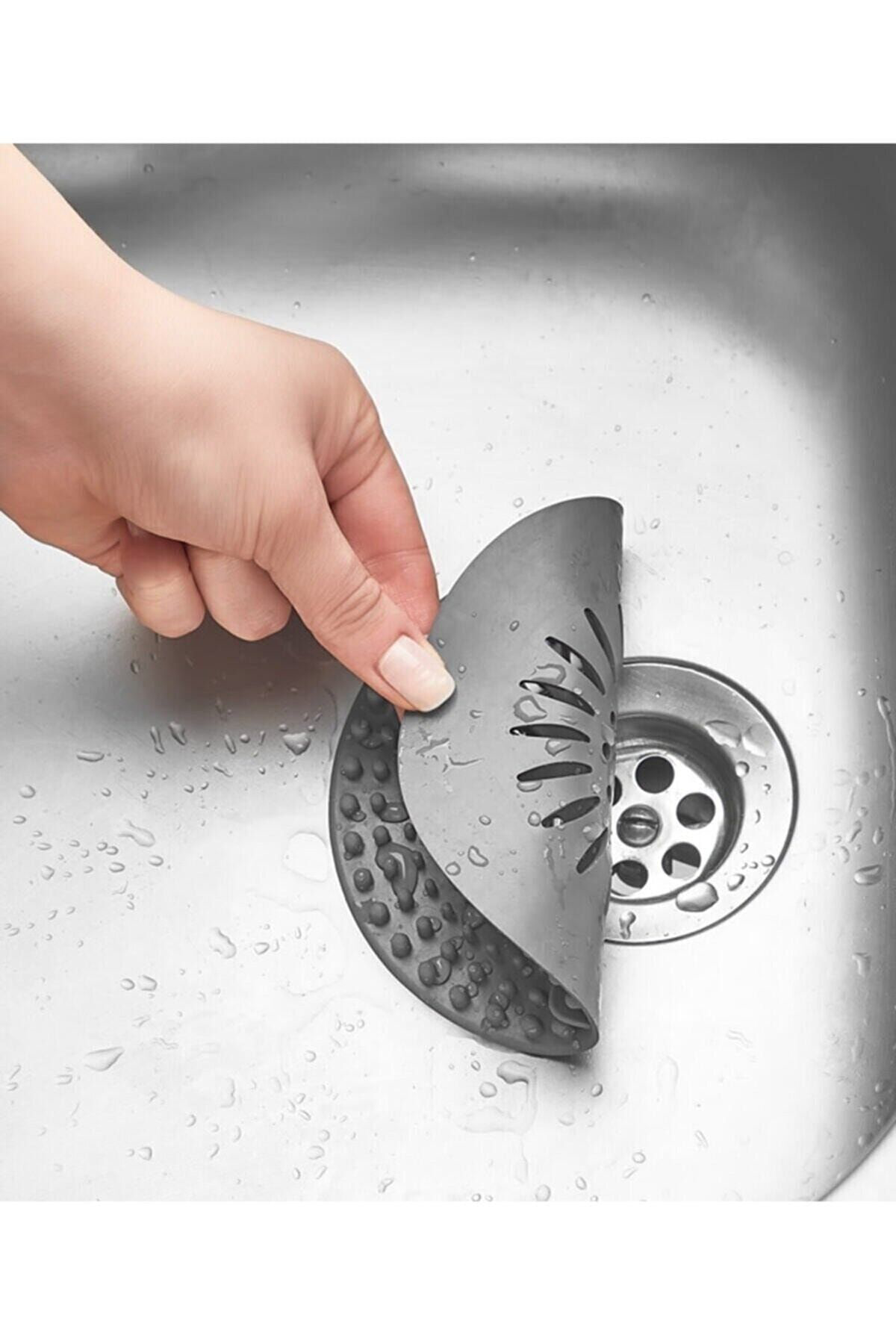 2 Adet Vantuzlu Silikon Kaymaz Yuvarlak Lavabo Süzgeci Esnek Koku