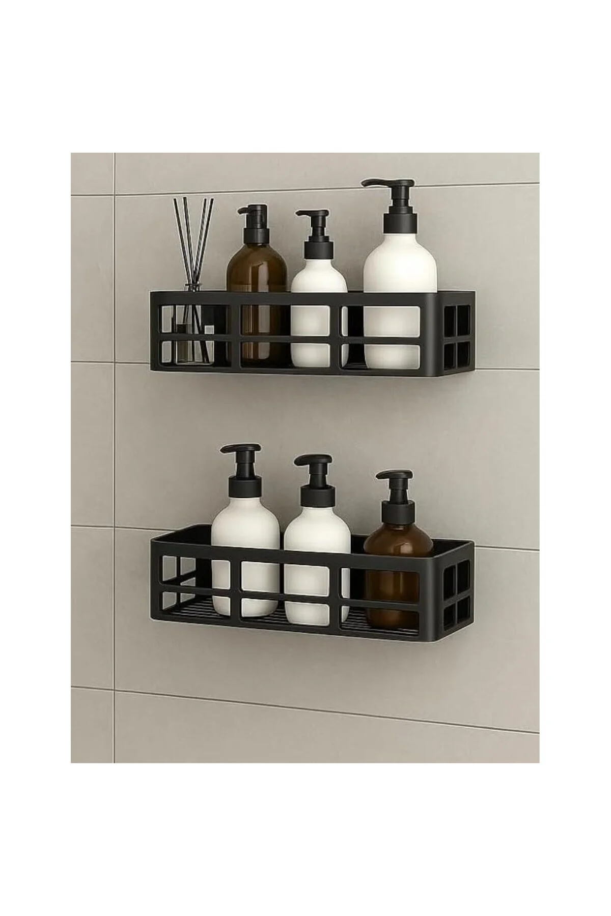 2 Adet Yapışkanlı Banyo Organizer Duş Rafı – Delmeden Montaj, Su 