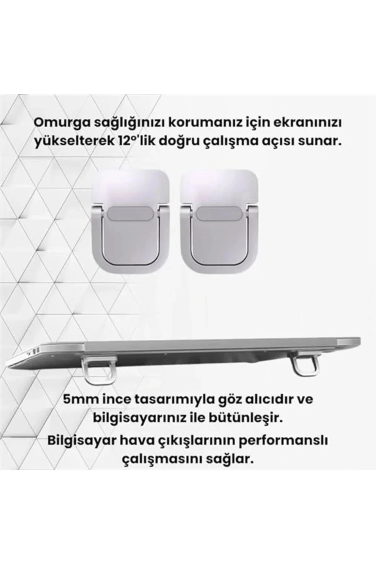 2 Adet Yapışkanlı Katlanılabilir Laptop Standı Portatif Macbook Bilgisayar Laptop Stand Ayagi