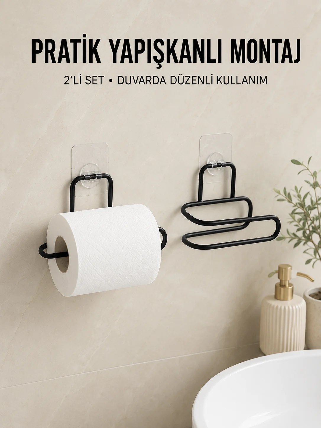 2 Adet Yapışkanlı WC Kağıtlık Siyah Metal Pratik Duvar Tipi Rulo Tutucu Fiyatı, Yorumları ve Özellikleri