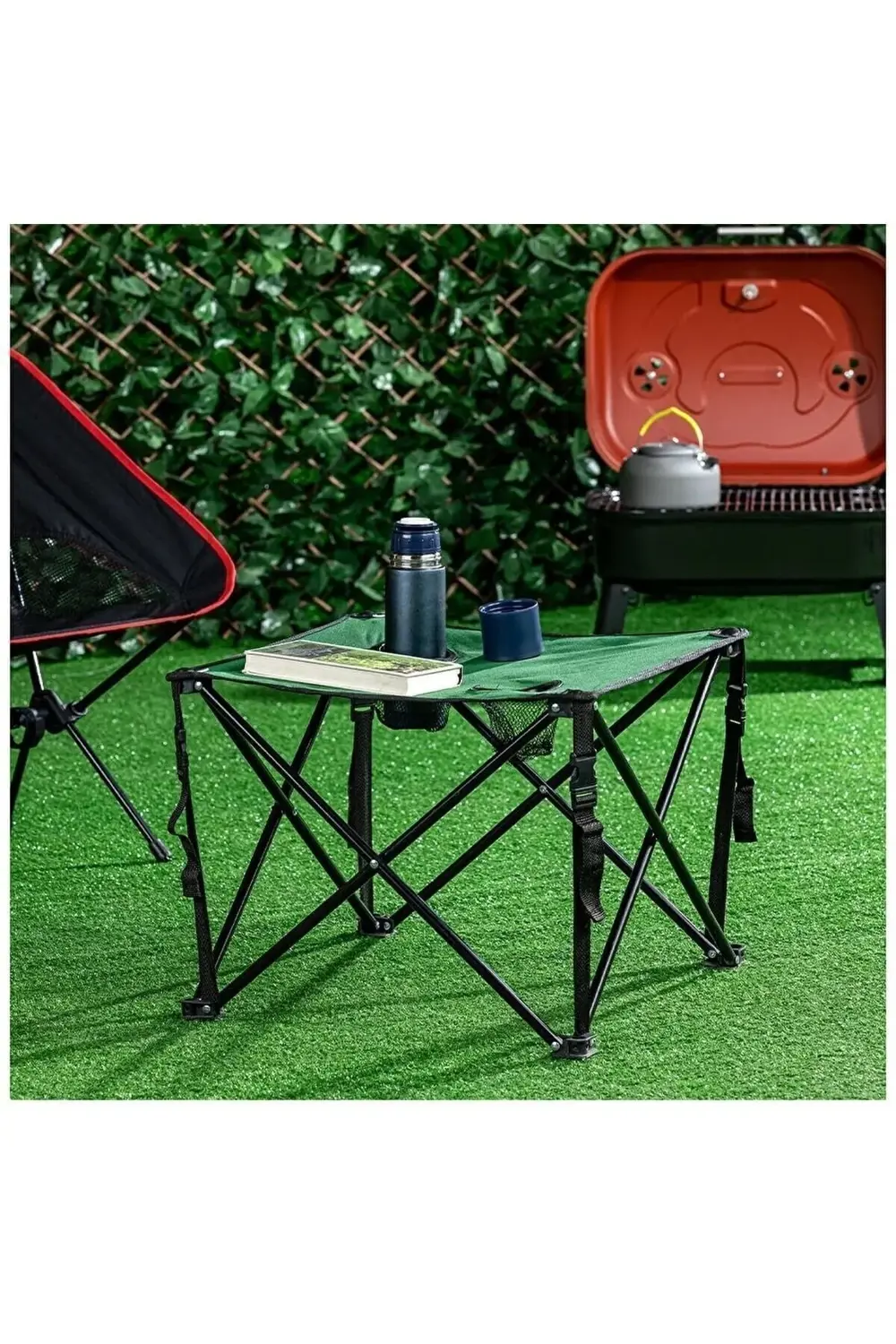 Metinler Store 2 Adet Yeşil Katlanır Kamp Sandalyesi Ve Katlanır Kamp Masası 47