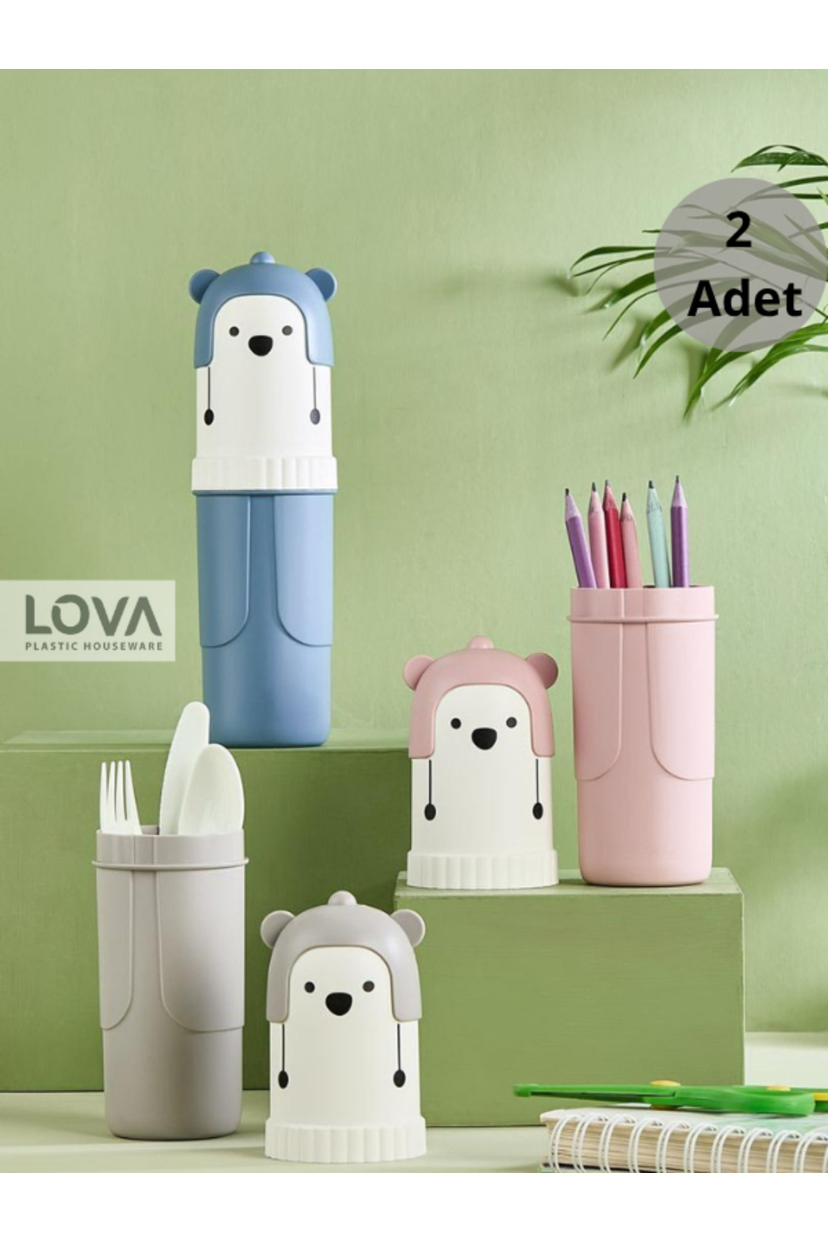 2 Adet YOGİ Çok Amaçlı Seyahat Saklama Kabı (Pembe-Krem)