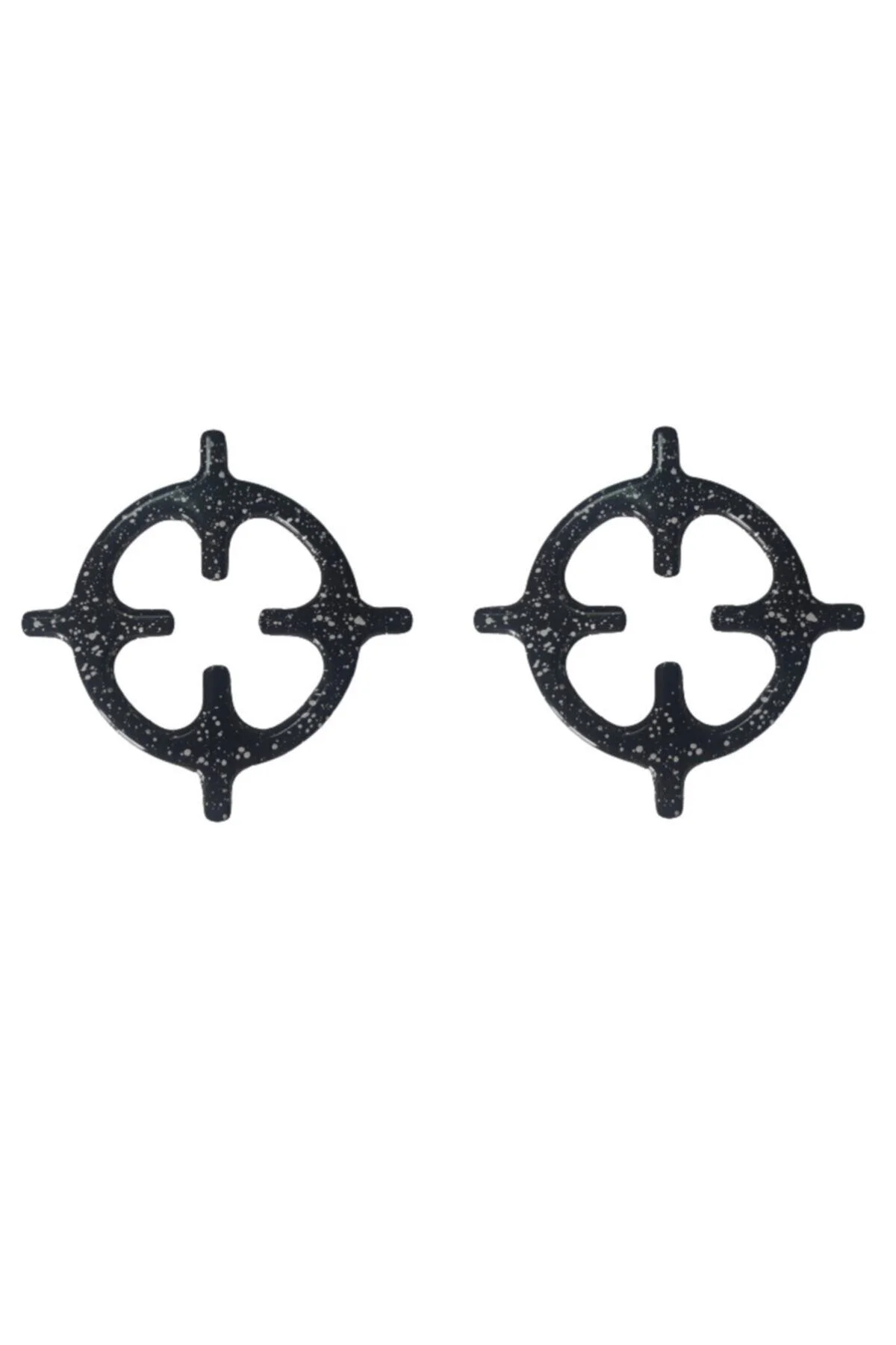 2 Adet Yuvarlak Cezvelik Ocak Küçültücü Siyah Kırçıllı Emayeli