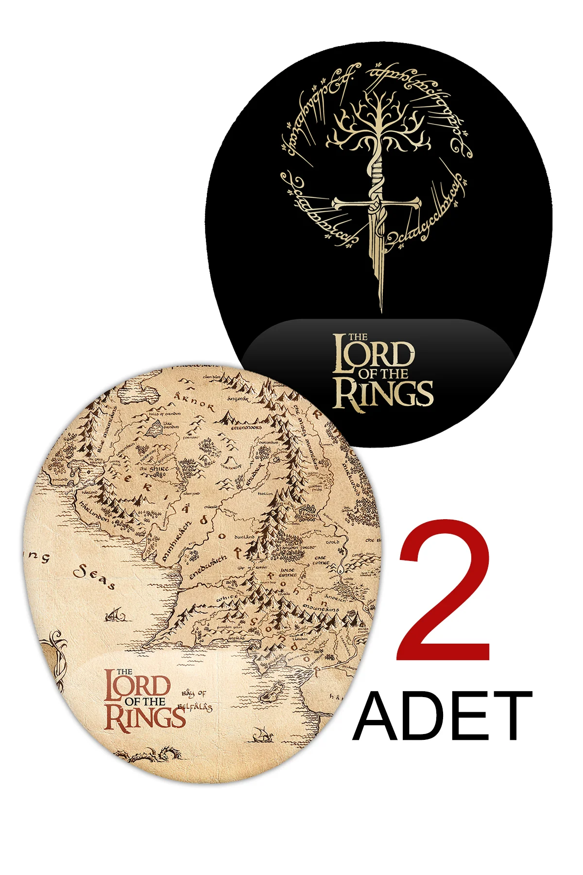 2 Adet Yüzüklerin Efendisi Bilek Destekli Mouse Pad