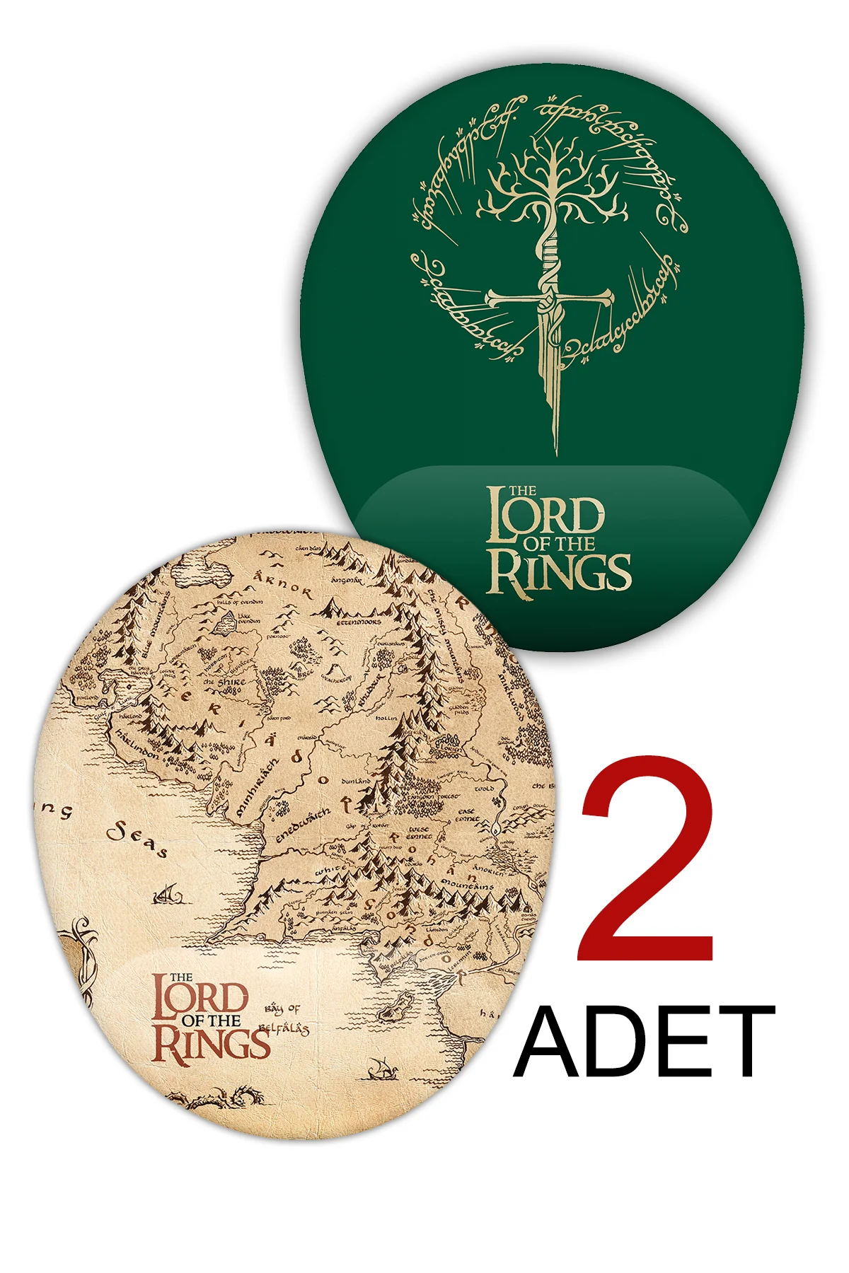 2 Adet Yüzüklerin Efendisi Bilek Destekli Mouse Pad