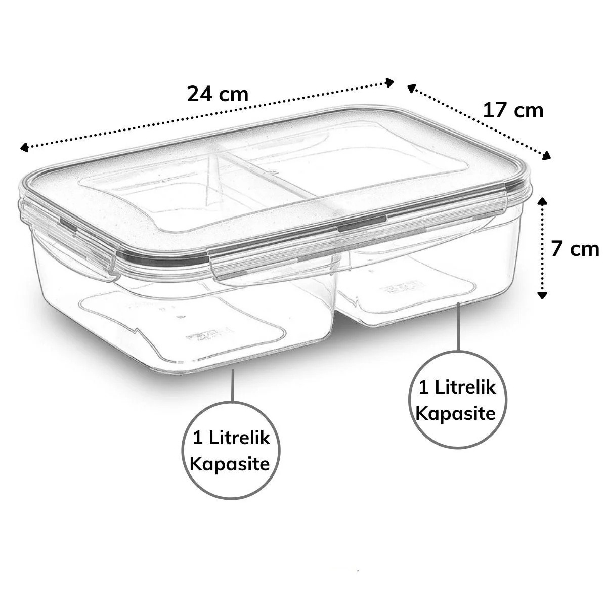 2 Bölmeli 1+1 Litre Kilitli Kapaklı Erzak Saklama Kabı Lc-525 Bx40 Fiyatı, Yorumları ve Özellikleri