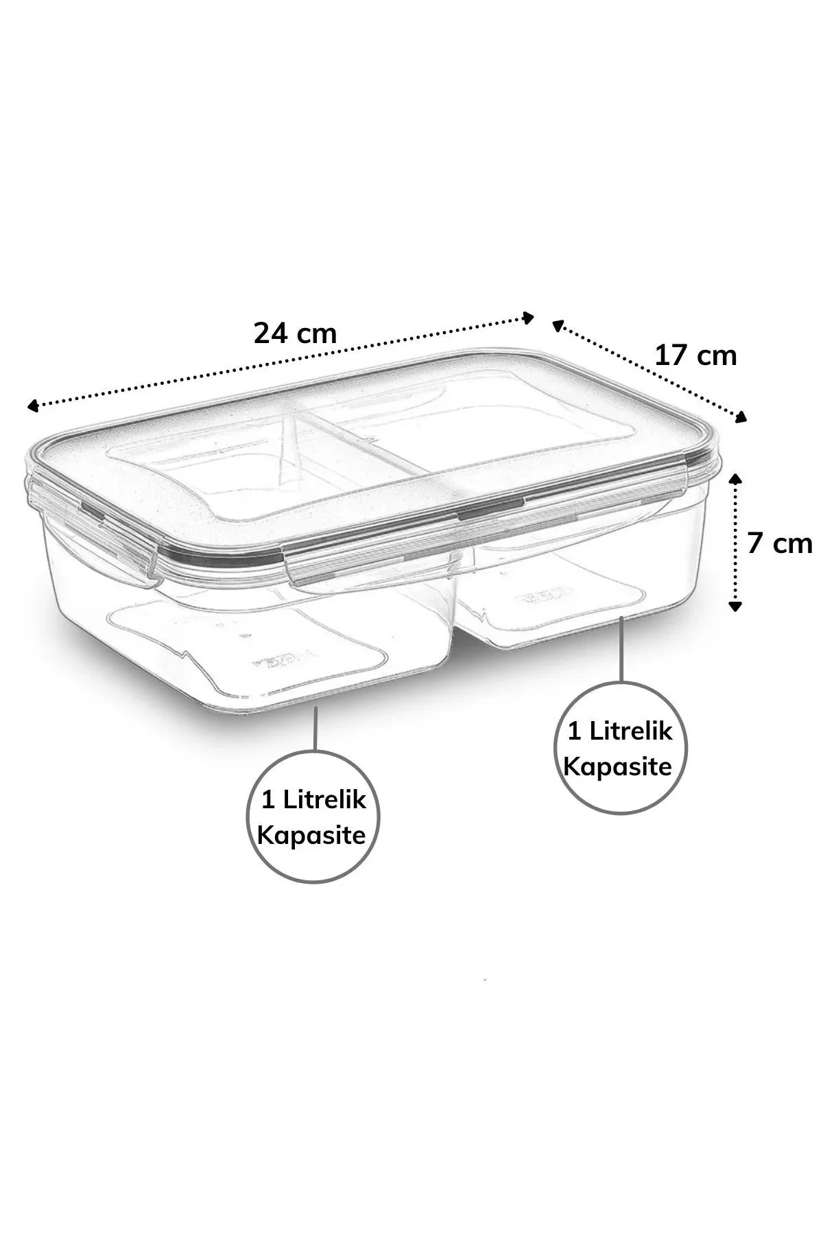 2 Bölmeli 1+1 Litre Kilitli Kapaklı Erzak Saklama Kabı LC-525 2 Bölmeli 1+1 Litre Kilitli Kapaklı Erzak Saklama Kabı LC-525