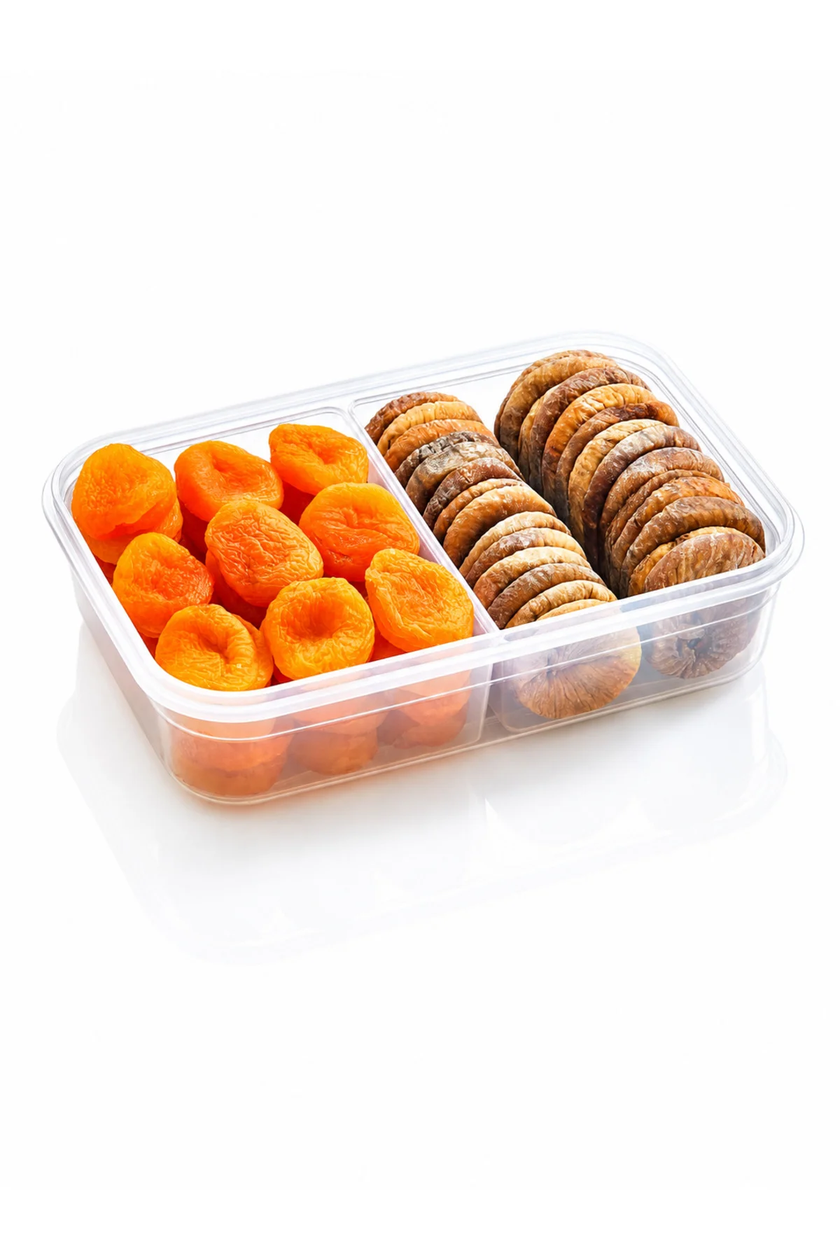 2 Bölmeli Kilitli Saklama Kabı 1+1 Litre – Kuru Meyve, Kuruyemiş 
