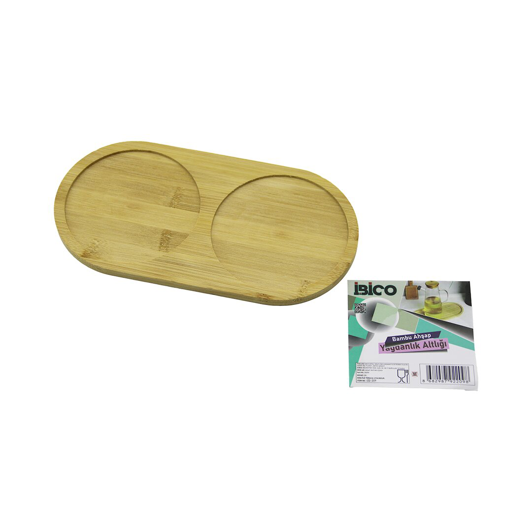2 BÖLMELİ OVAL AHŞAP BAMBU YAĞDANLIK ALTLIK MİNİ TEPSİ 12 X 23.4 