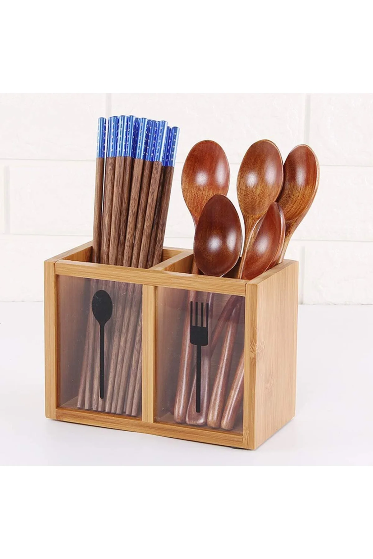 2 Bölmeli, Rustik Mutfak Gereçleri, Bıçak Kaşığı, Çubuklar. Mutfa