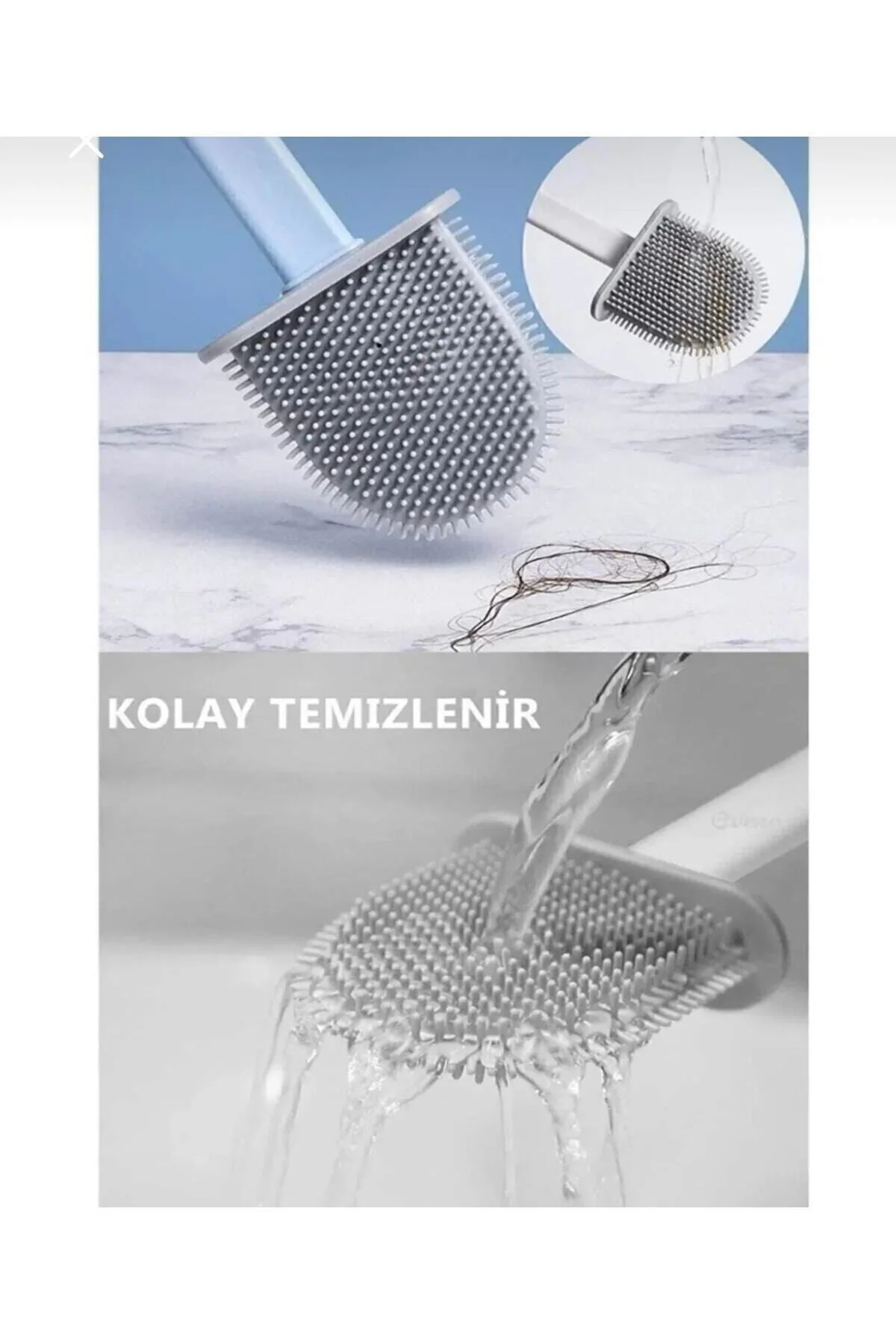 2 Bölmeli Silikon Tuvalet Fırçası Silikon Klozet Temizleyici Fırç