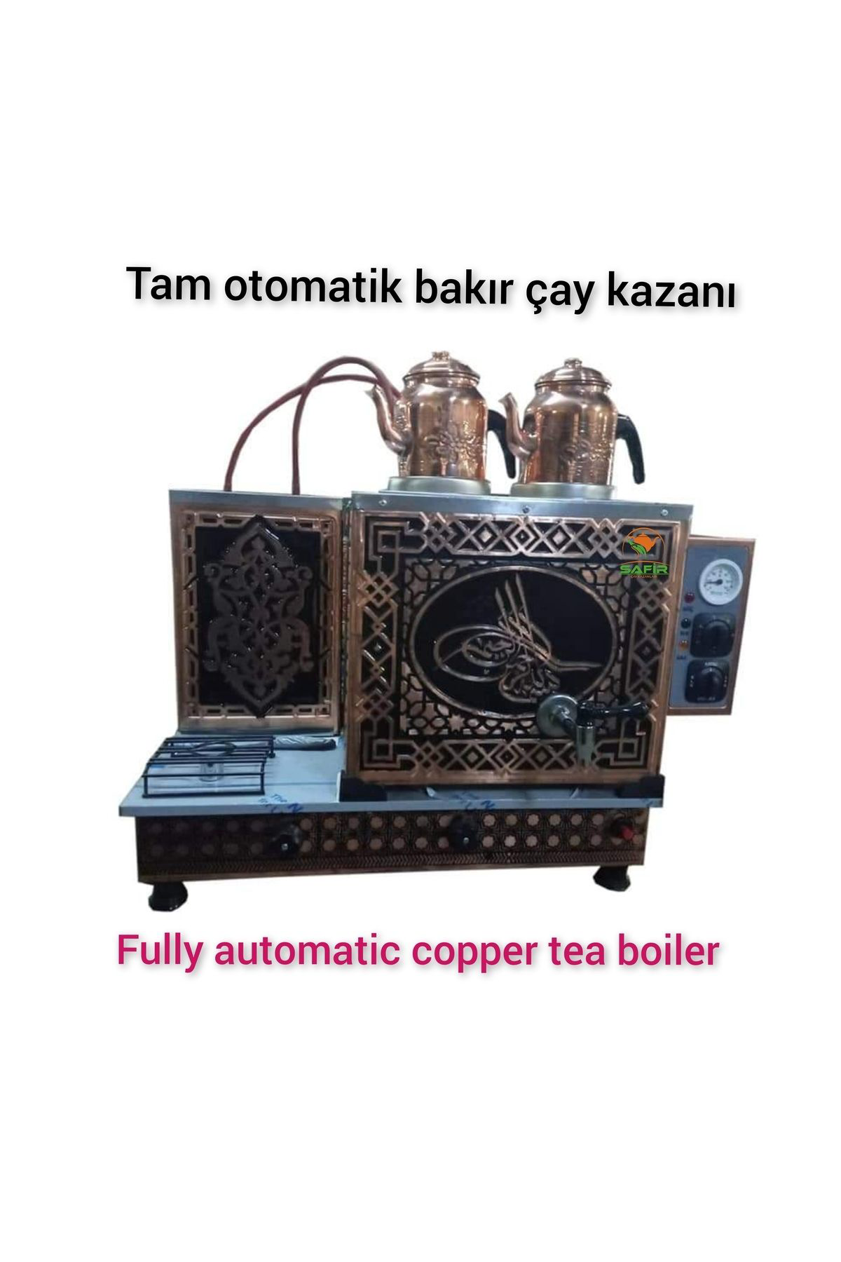 2 demlikli Bakır çay ocağı Tuğra Model Bakır Çay Kazanı Elk + Doğ