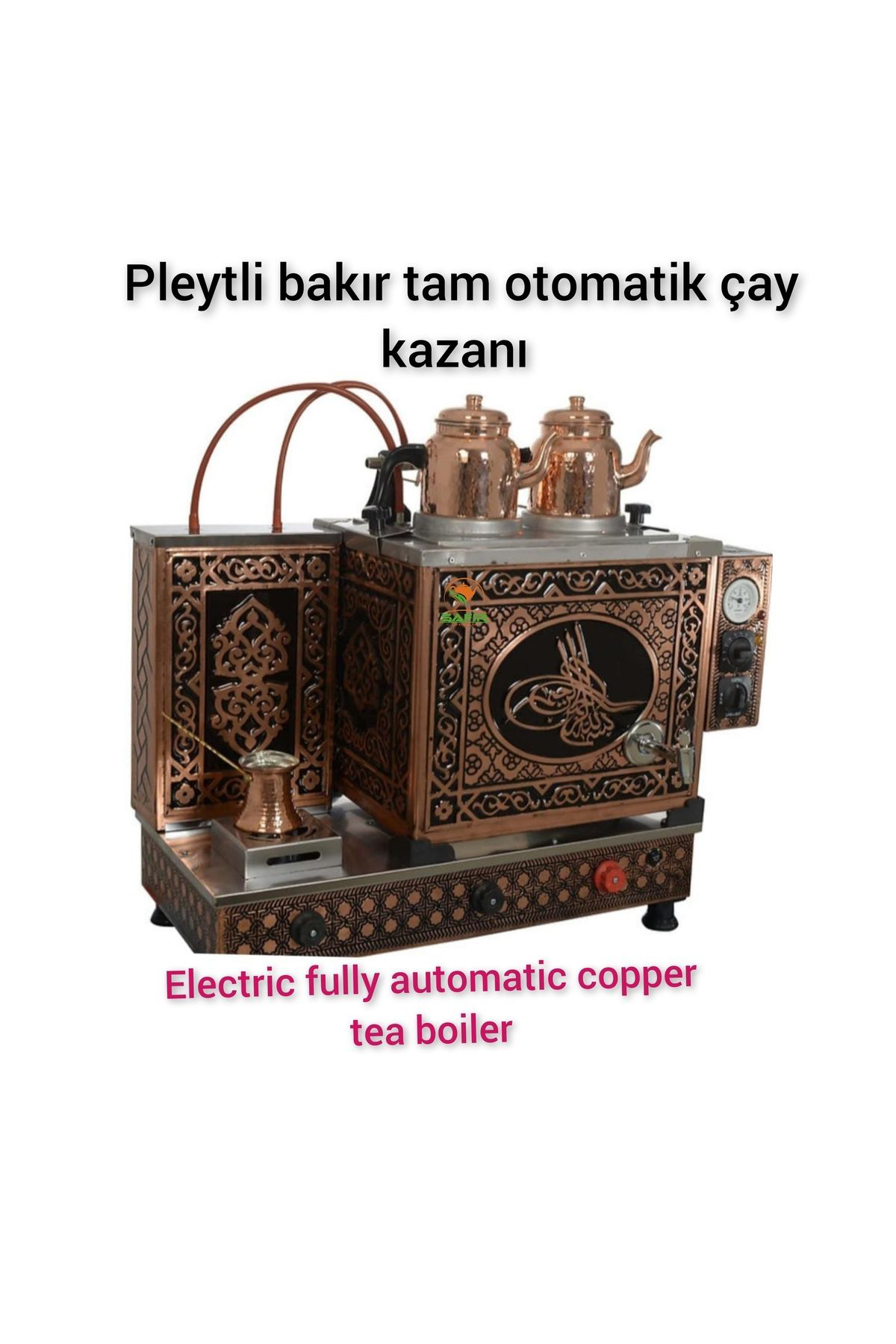 2 demlikli Bakır çay ocağı Tuğra Model 2 Gözlü Bakır Çay Kazanı S