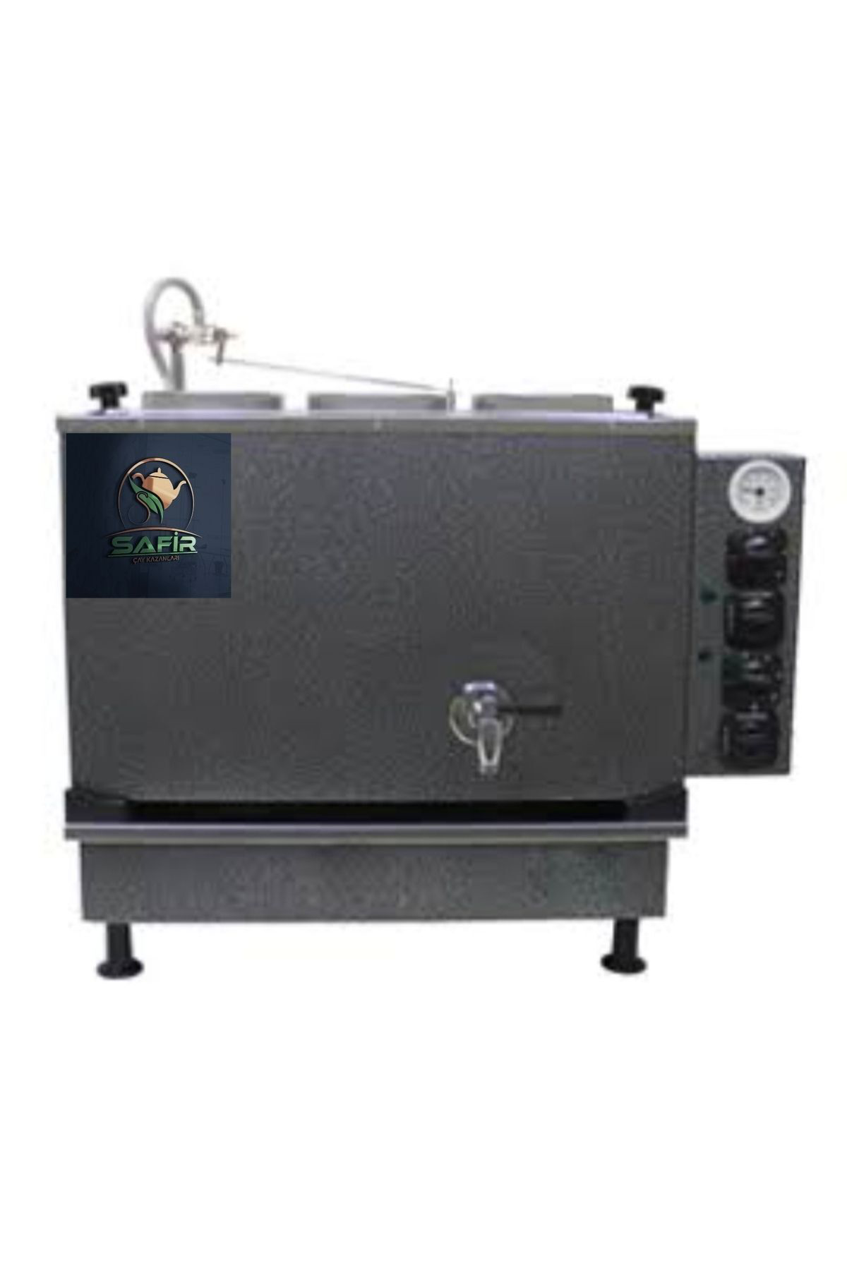 2 Demlikli Gri Elektrostatik Boyalı Çay Makinesi Ofis Tipi Sadece