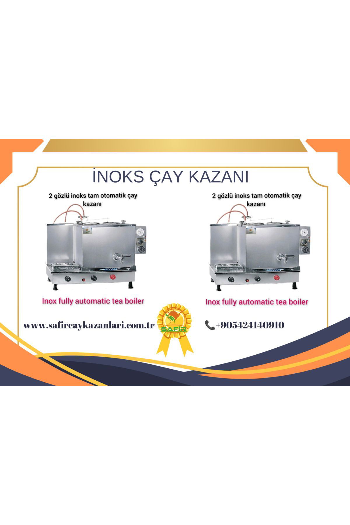 Safir 2 Demlikli Krom İnoks Çay Ocaği Semaveri Çay Kazani Tam Otomatik 