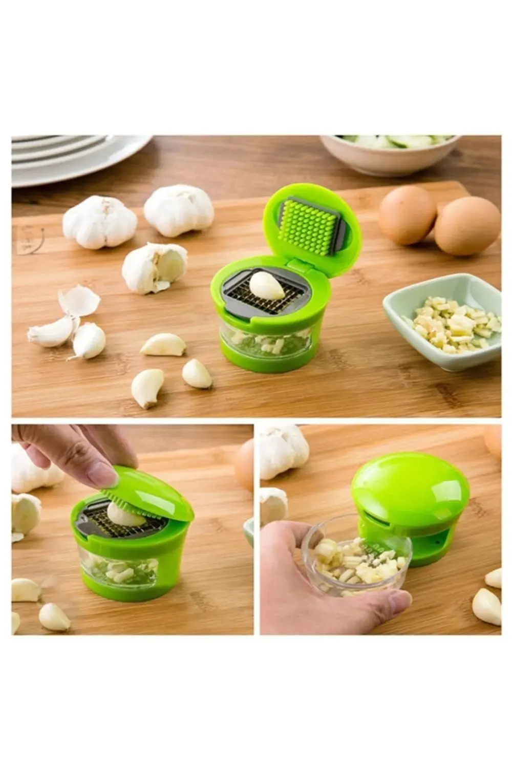 2 Farklı Bıçaklı Hazneli Kapaklı Pratik Sarımsak Soğan Rendesi