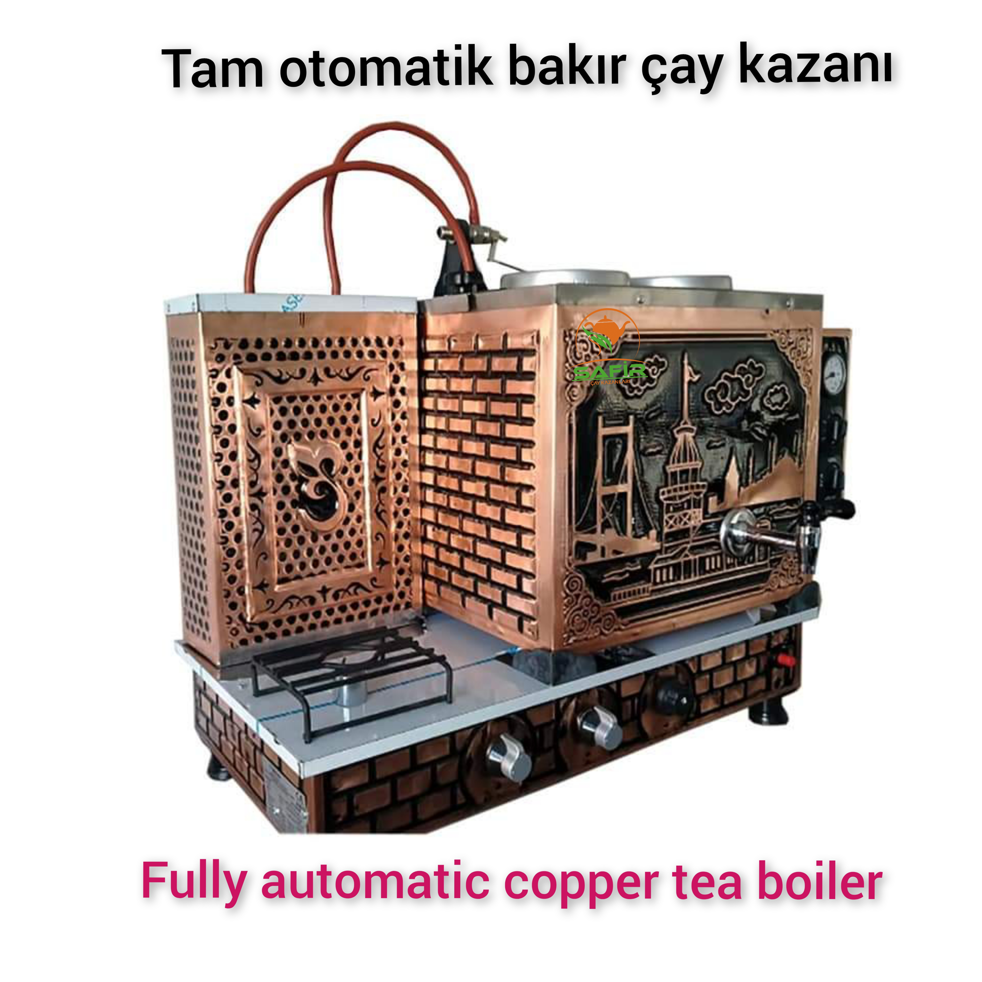 Safir Çay Kazanlari 2 Gözlü Bakir Tam Otomatik Çay Kazani Boğaziçi Model Tüplü Çay Ocaği Çay Semaveri Çay Makinesi