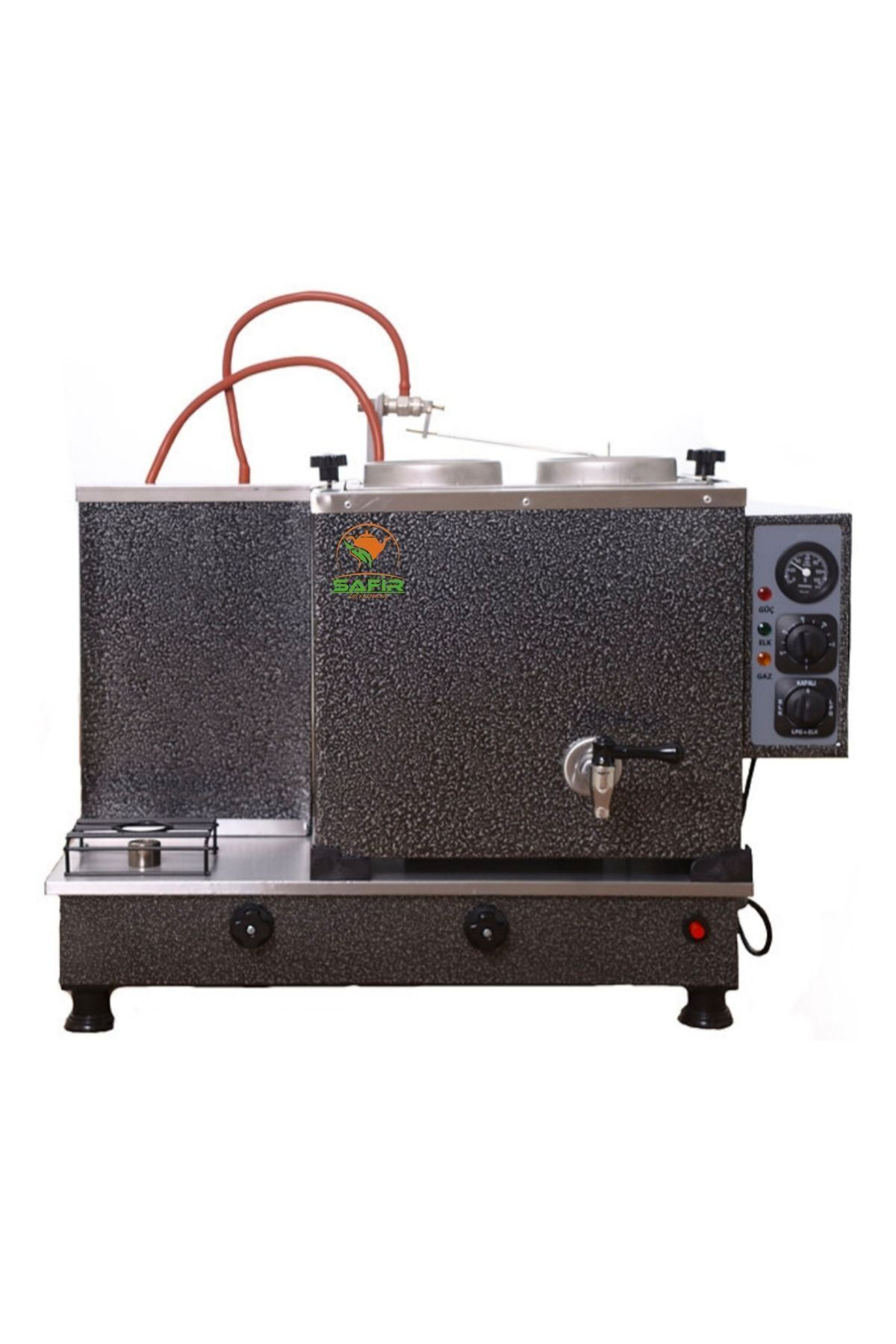 Safir 2 Gözlü Gri Boyali Otomatik Çay Kazani Doğalgazli Ce Gazmer Onayl