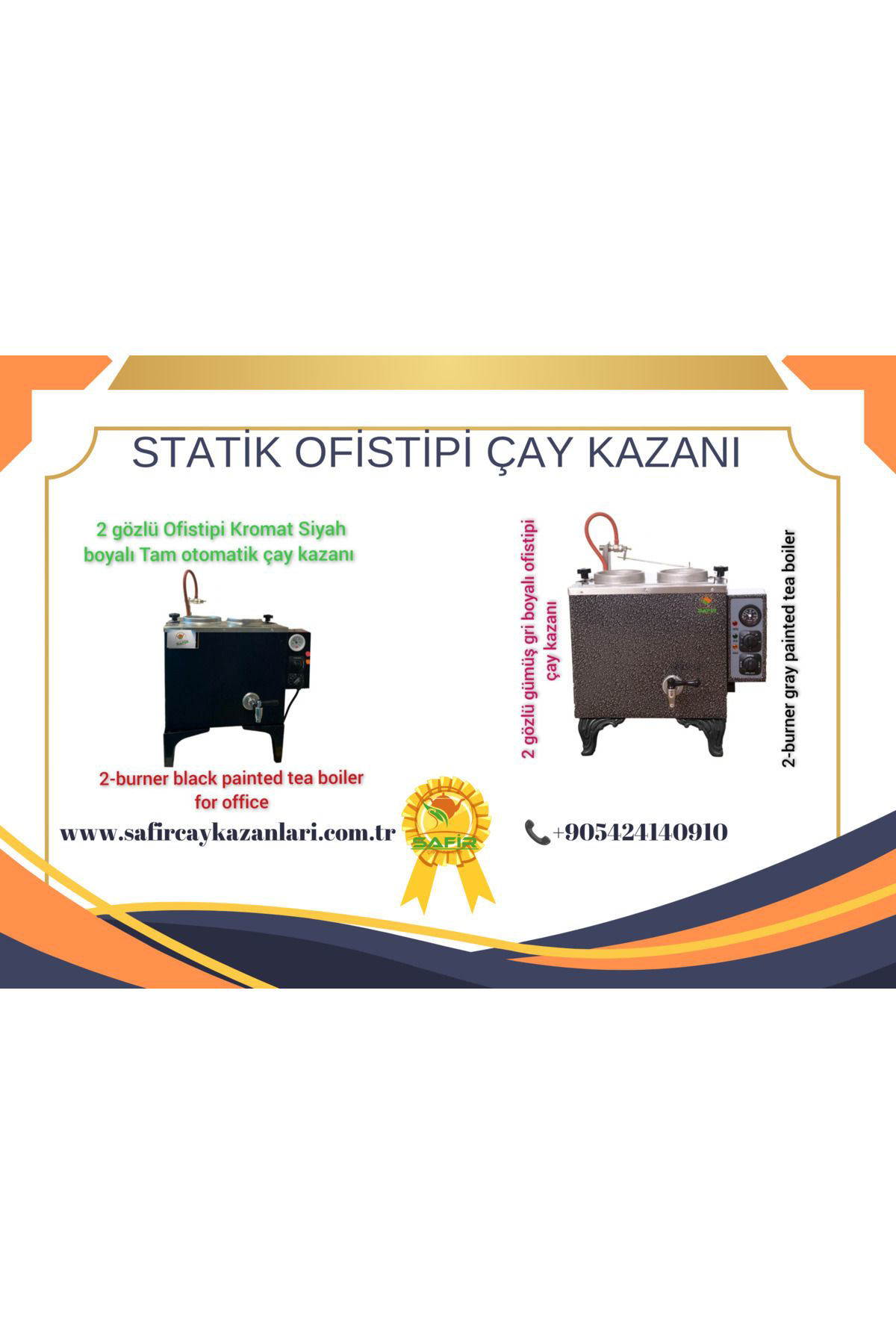 2 Gözlü Ofis tipi Cromat siyah Boyalı tam otomatik çay makinesi E