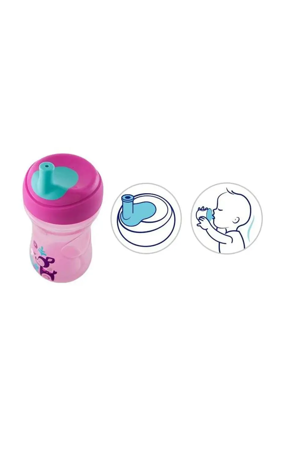 2 in 1 Advance Cup Alıştırma Bardağı 266 ml +12 Ay - Pink