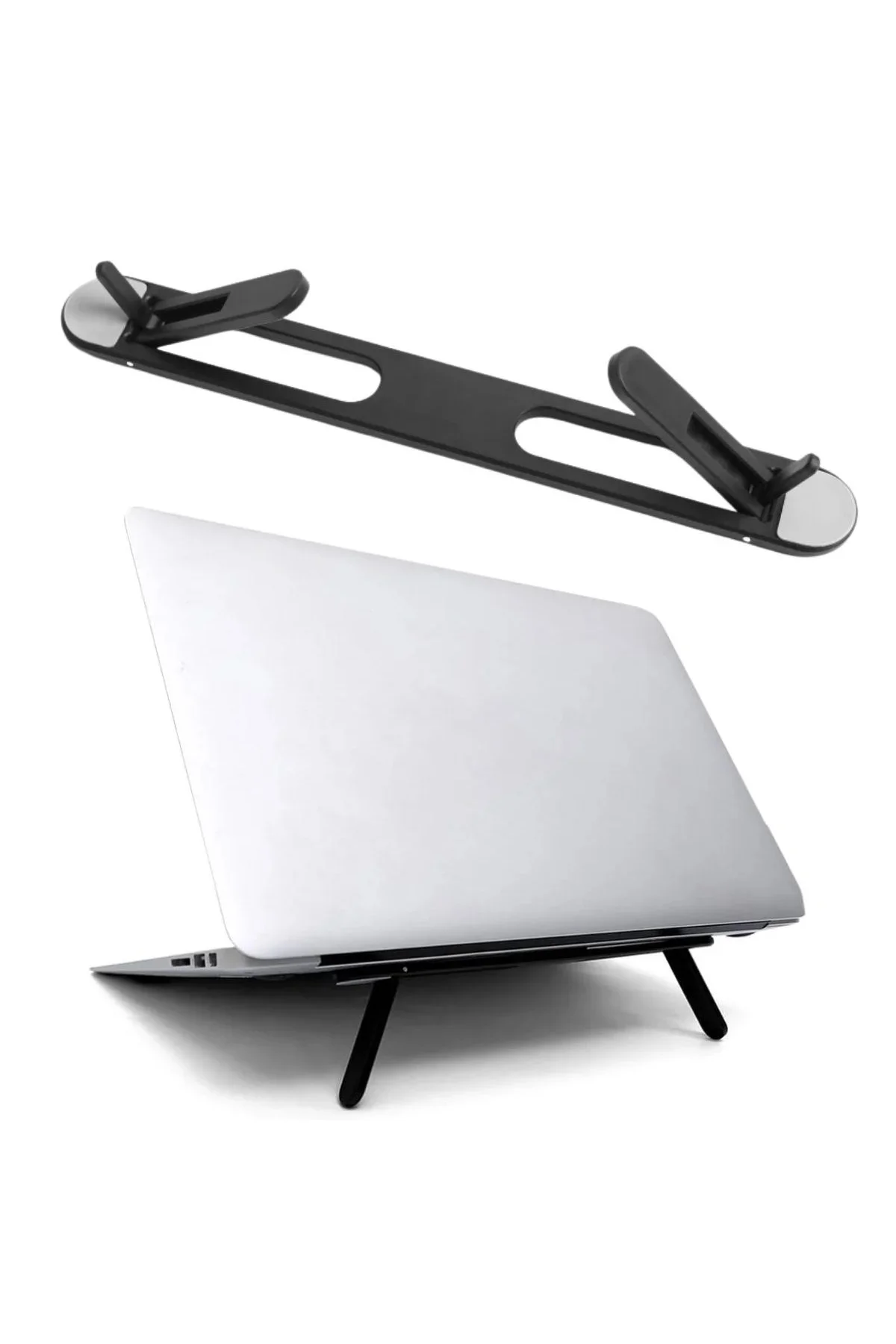 2 Kademeli Katlanabilir Laptop Standı – Kendiliğinden Güçlü Yapışkanlı, Ergonok Tablet Yükseltici