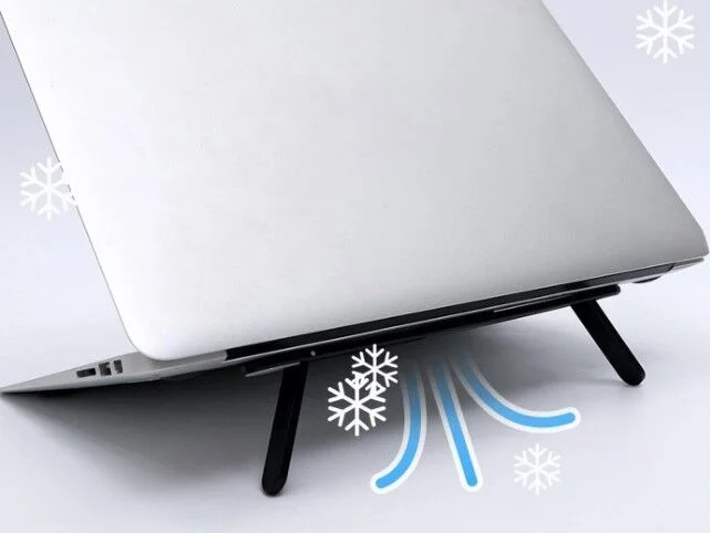 2 Kademeli Katlanabilir ve Yapışkanlı Laptop Standı Siyah