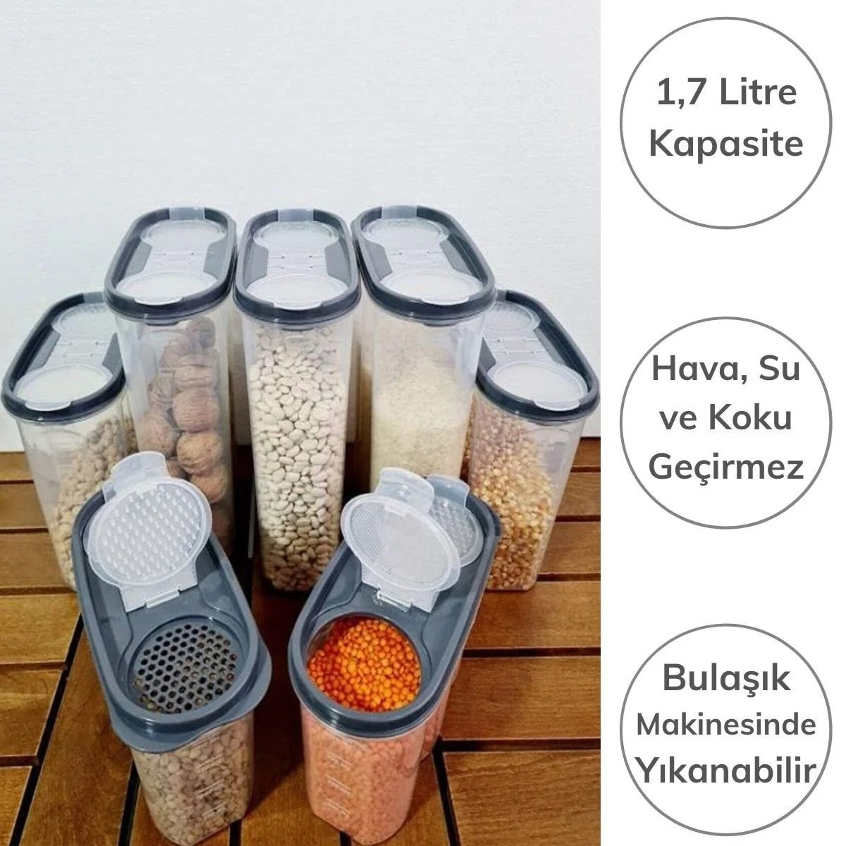 2 Kapaklı Ölçekli Erzak Kuru Gıda Saklama Kutusu Kabı - 1,7 Litre - Sa935 Bx40 Fiyatı, Yorumları ve Özellikleri