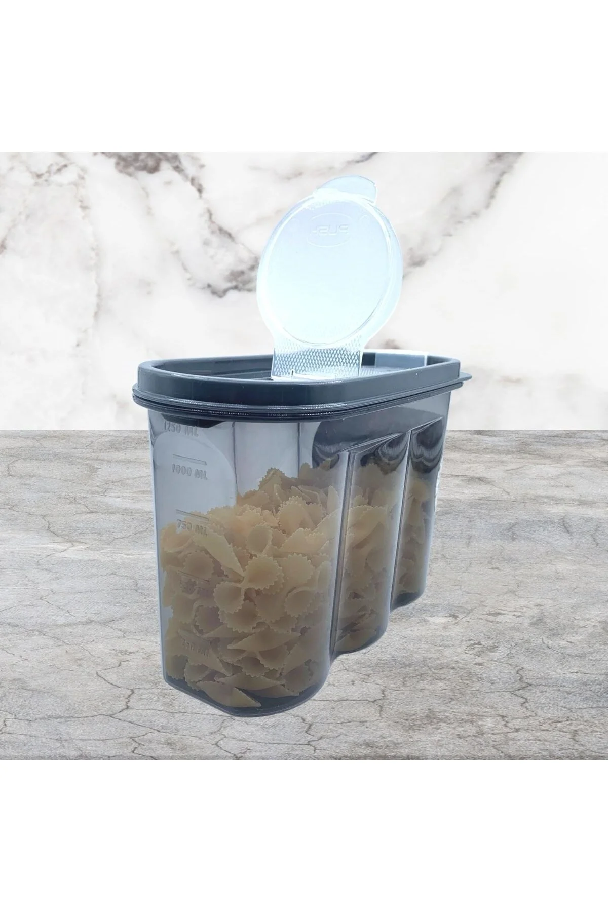 2 Kapaklı Ölçekli Erzak Saklama Kabı - 1,2 Litre - SA930 - Görsel 2