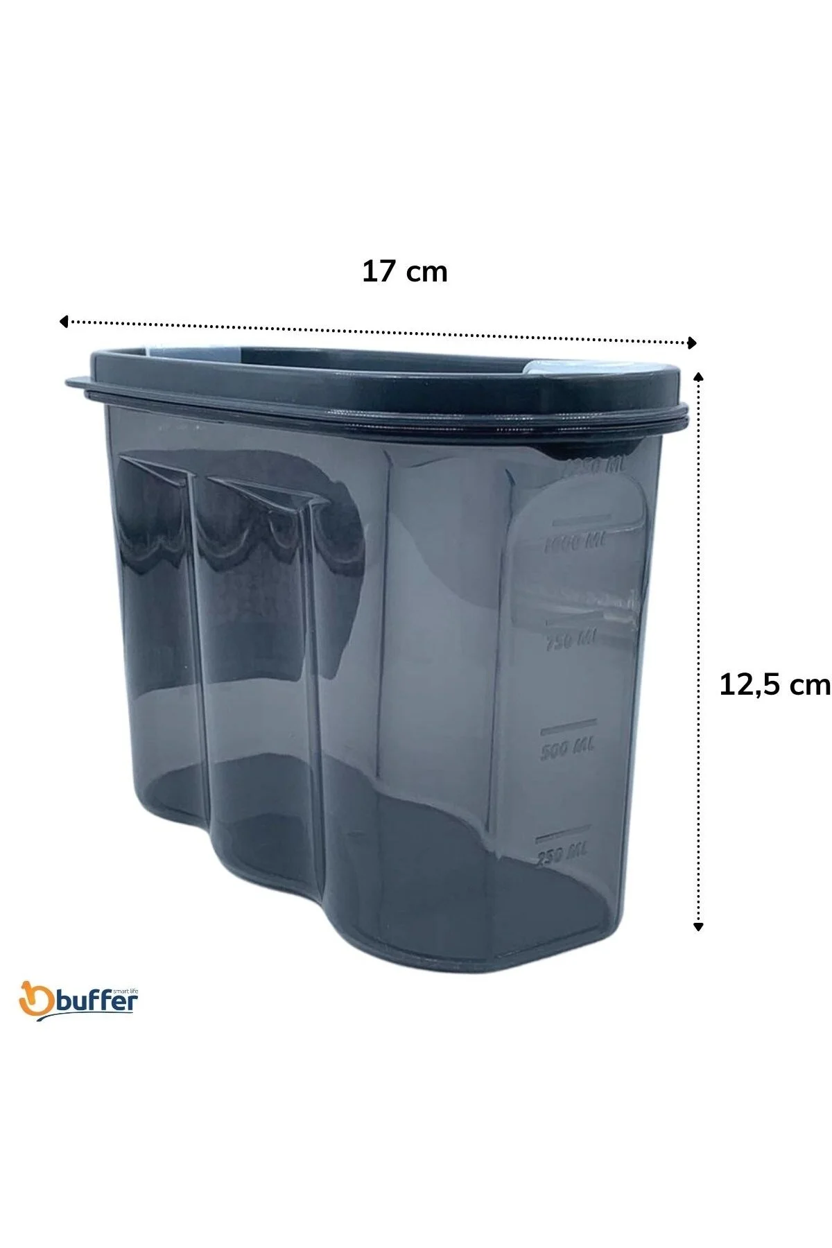 2 Kapaklı Ölçekli Erzak Saklama Kabı - 1,2 Litre - SA930 - Görsel 5