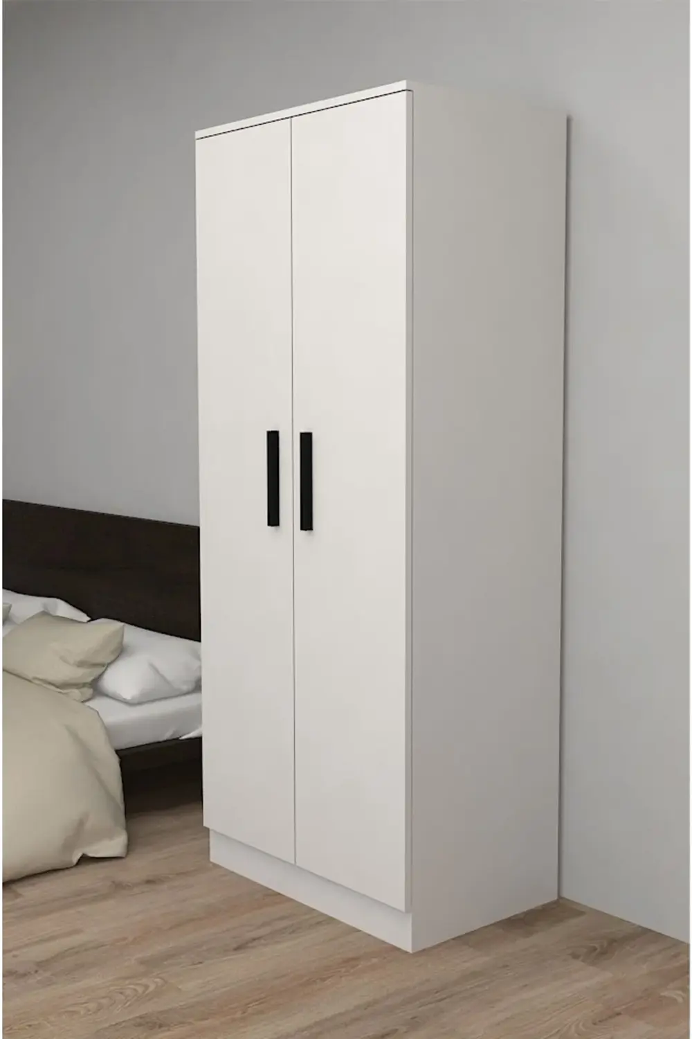 2 Kapılı Geniş Gardırop (ELBİSE DOLABI-YÜKLÜK-KİLER) / Beyaz