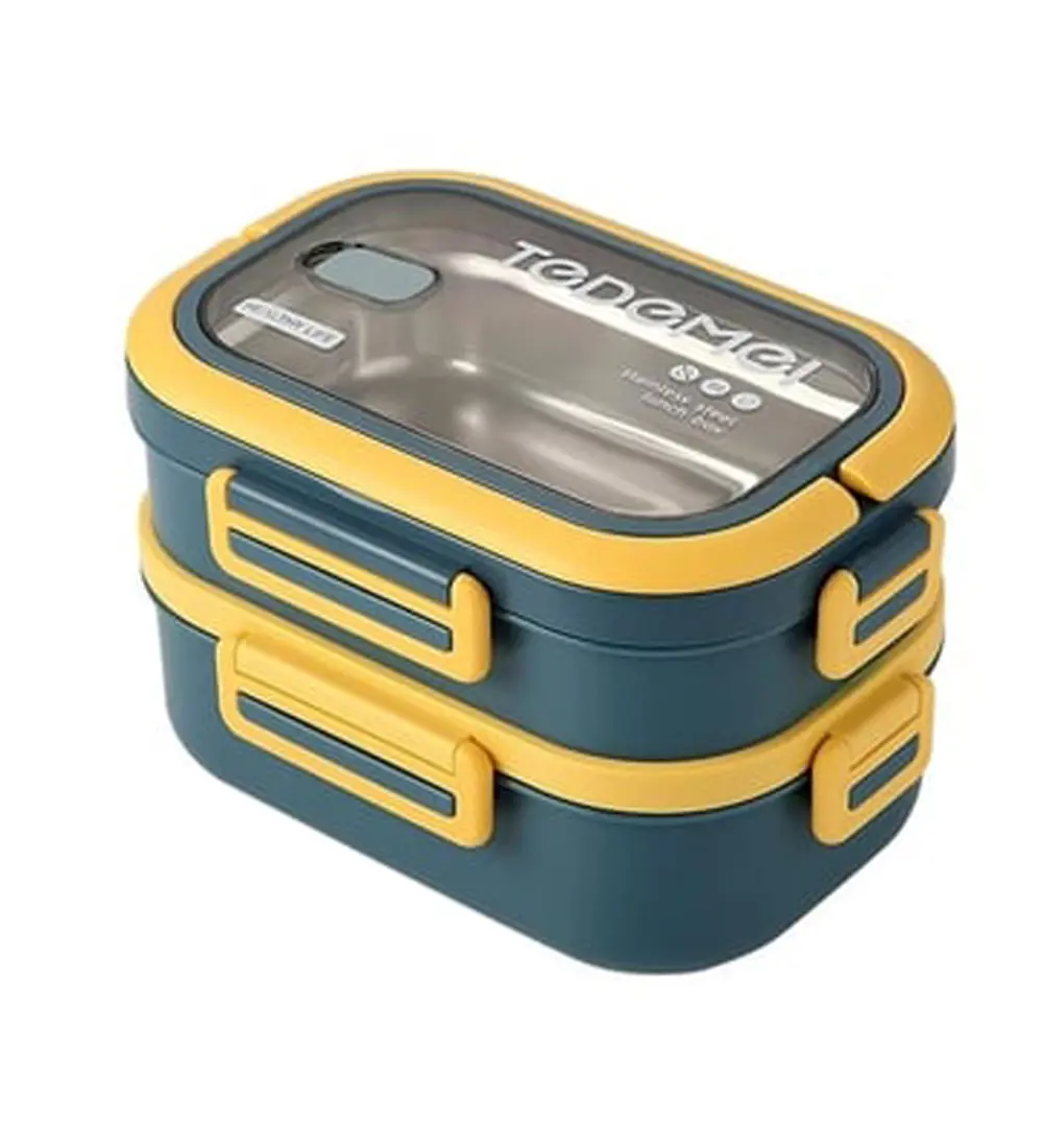 2 Katlı Bölmeli Paslanmaz Çelik Saklama Kabı Sızdırmayan Beslenme