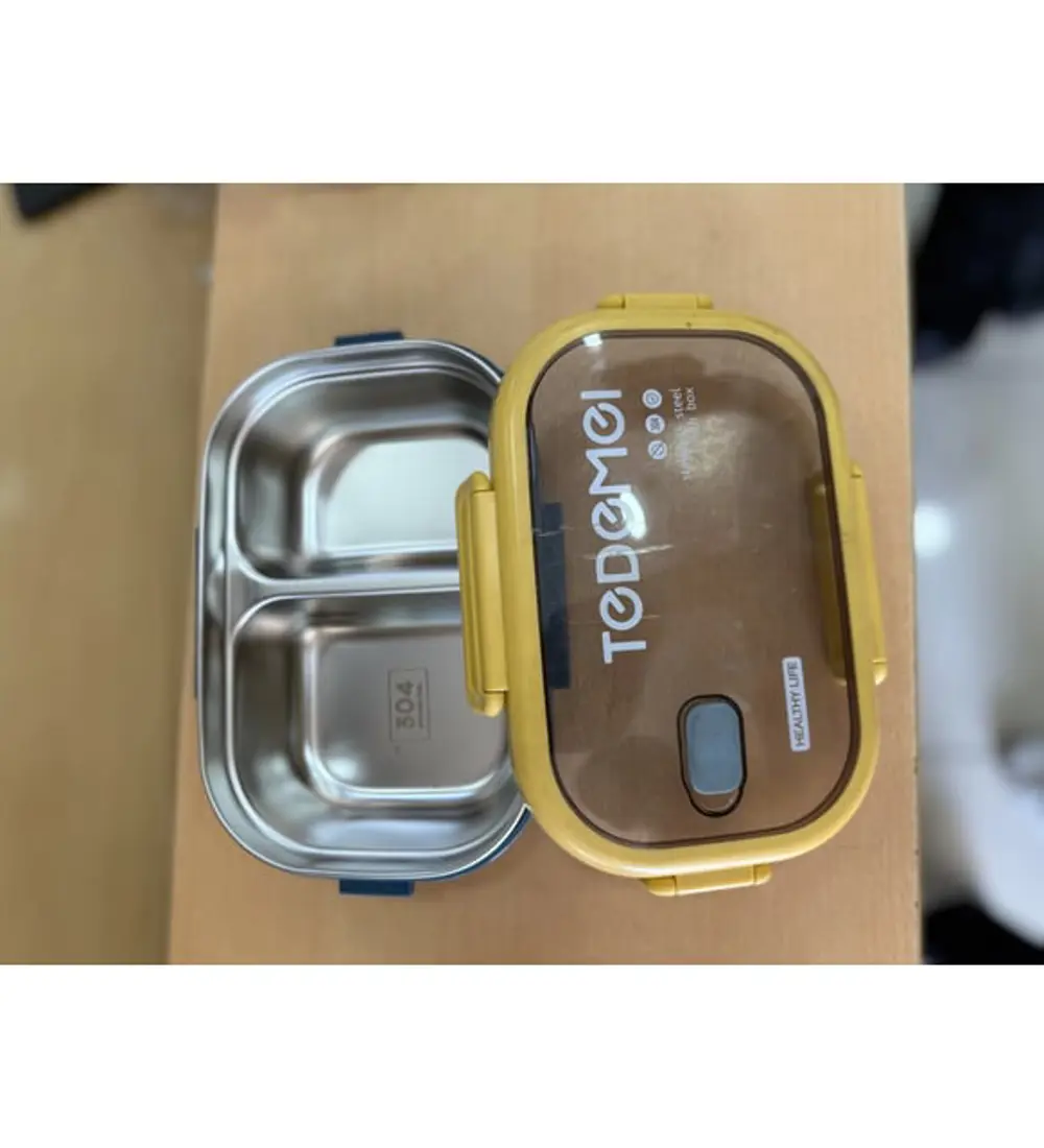 2 Katlı Bölmeli Paslanmaz Çelik Saklama Kabı Sızdırmayan Beslenme