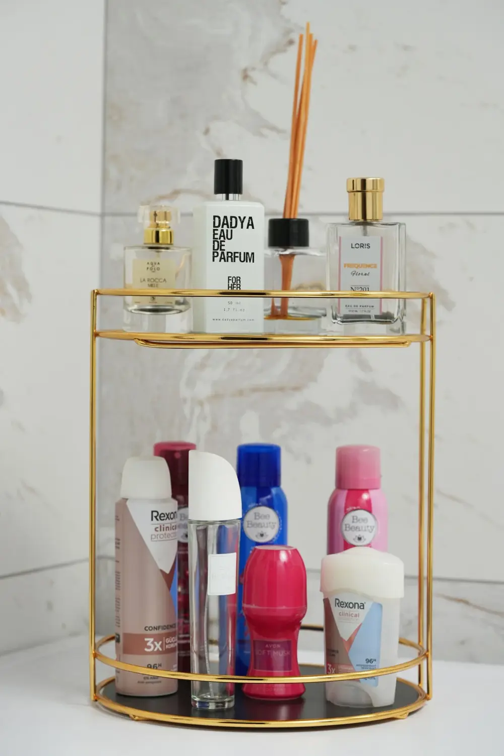 2 Katlı Çok Amaçlı Krom Banyo Düzenleyici Kozmetik ve Takı Organi