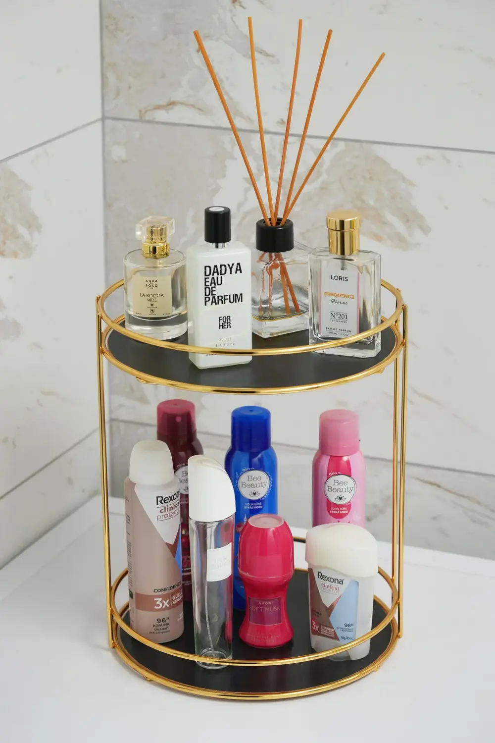 2 Katlı Çok Amaçlı Krom Banyo Düzenleyici Kozmetik ve Takı Organi