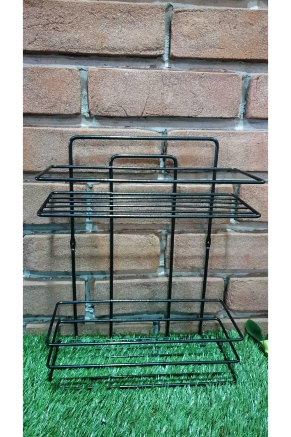 2 Katlı Siyah Metal Şampuan Rafı Banyo Düzenleyici