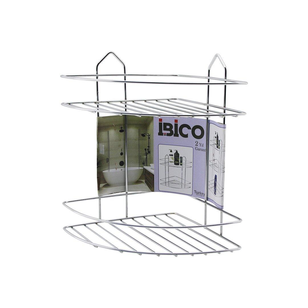 2 KATLI - ÜÇGEN   KROM   METAL  BANYO KÖŞELİK - DUŞKABİN RAF (474