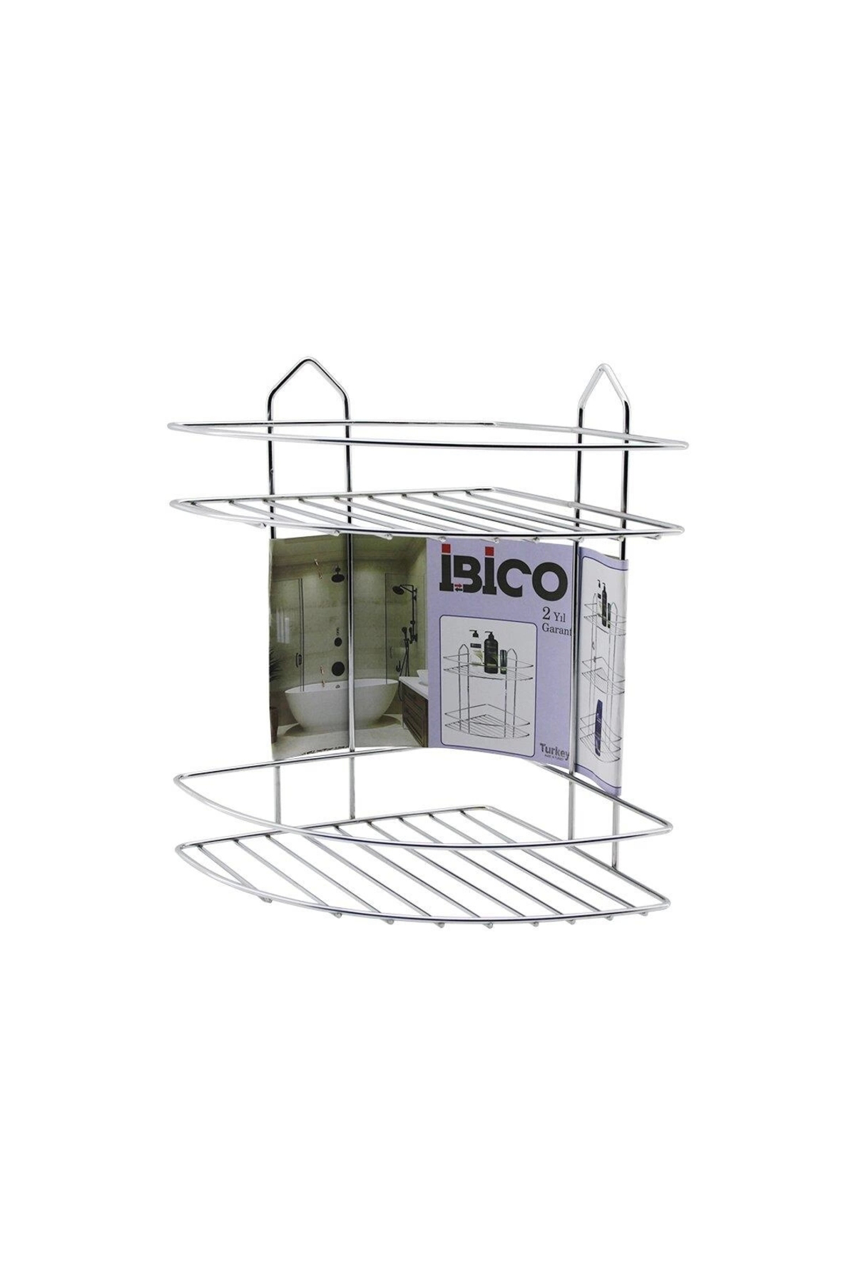 (İsimsiz Marka: İd 2644877)  2 Katli - Üçgen Krom Metal Banyo Köşelik - Duşkabin Raf (4172)
