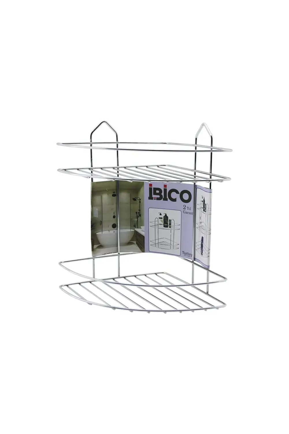 2 KATLI - ÜÇGEN KROM METAL BANYO KÖŞELİK - DUŞKABİN RAF (5067)