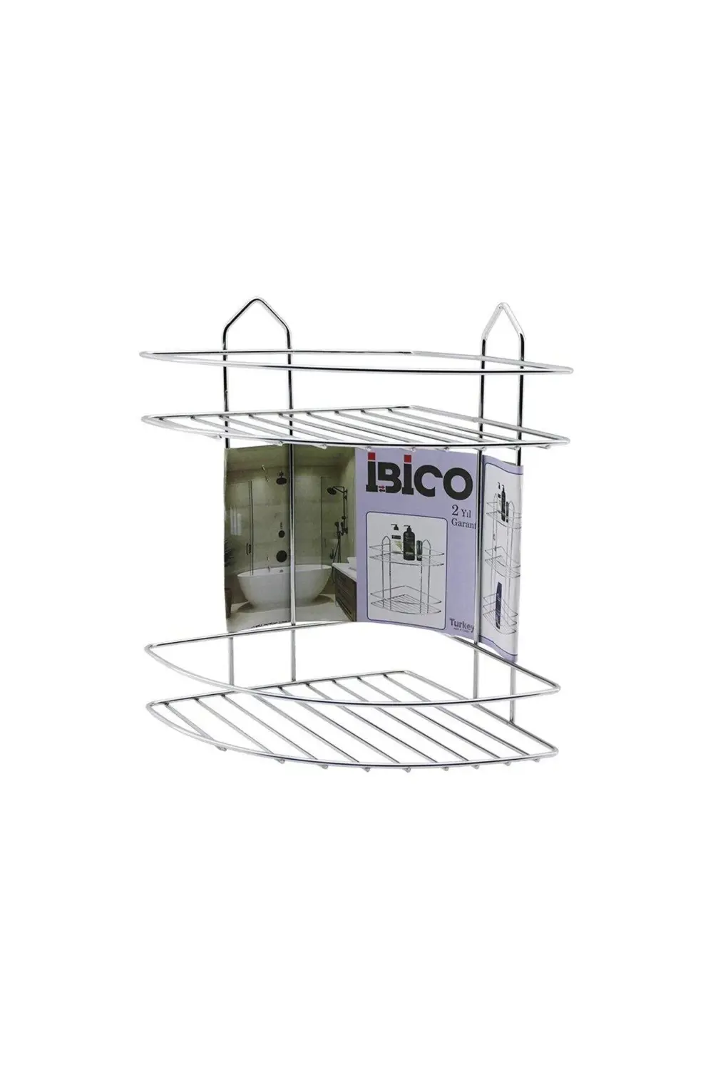 2 KATLI - ÜÇGEN KROM METAL BANYO KÖŞELİK - DUŞKABİN RAF (5067)